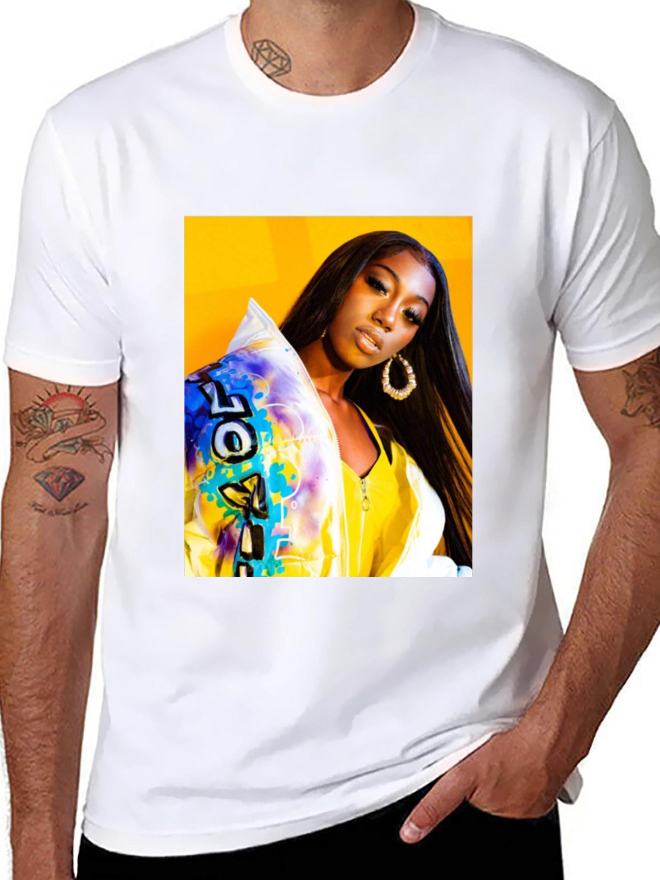 Trendy Graphic T-Shirt - Woman Portrait Black Tee