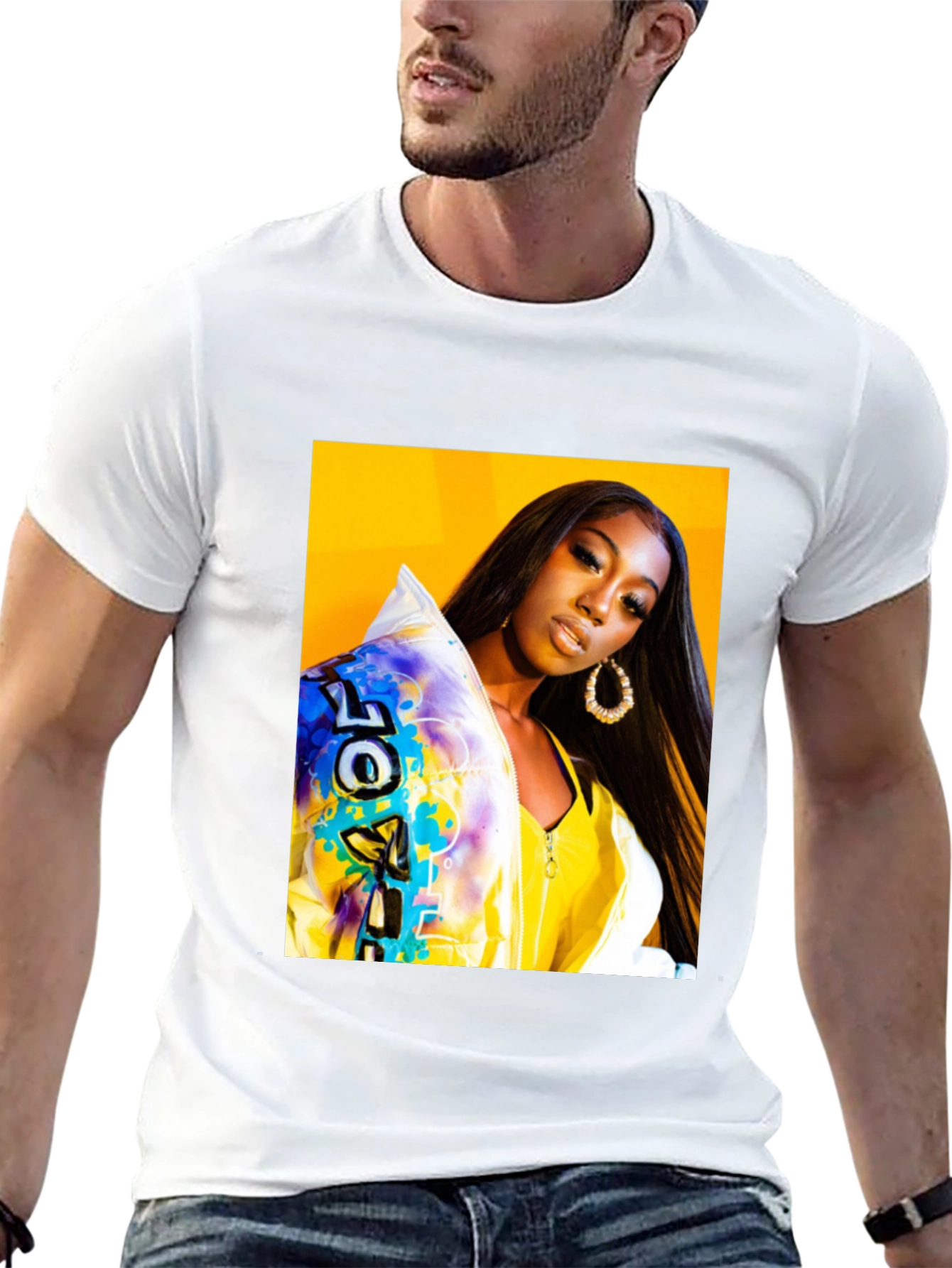 Trendy Graphic T-Shirt - Woman Portrait Black Tee