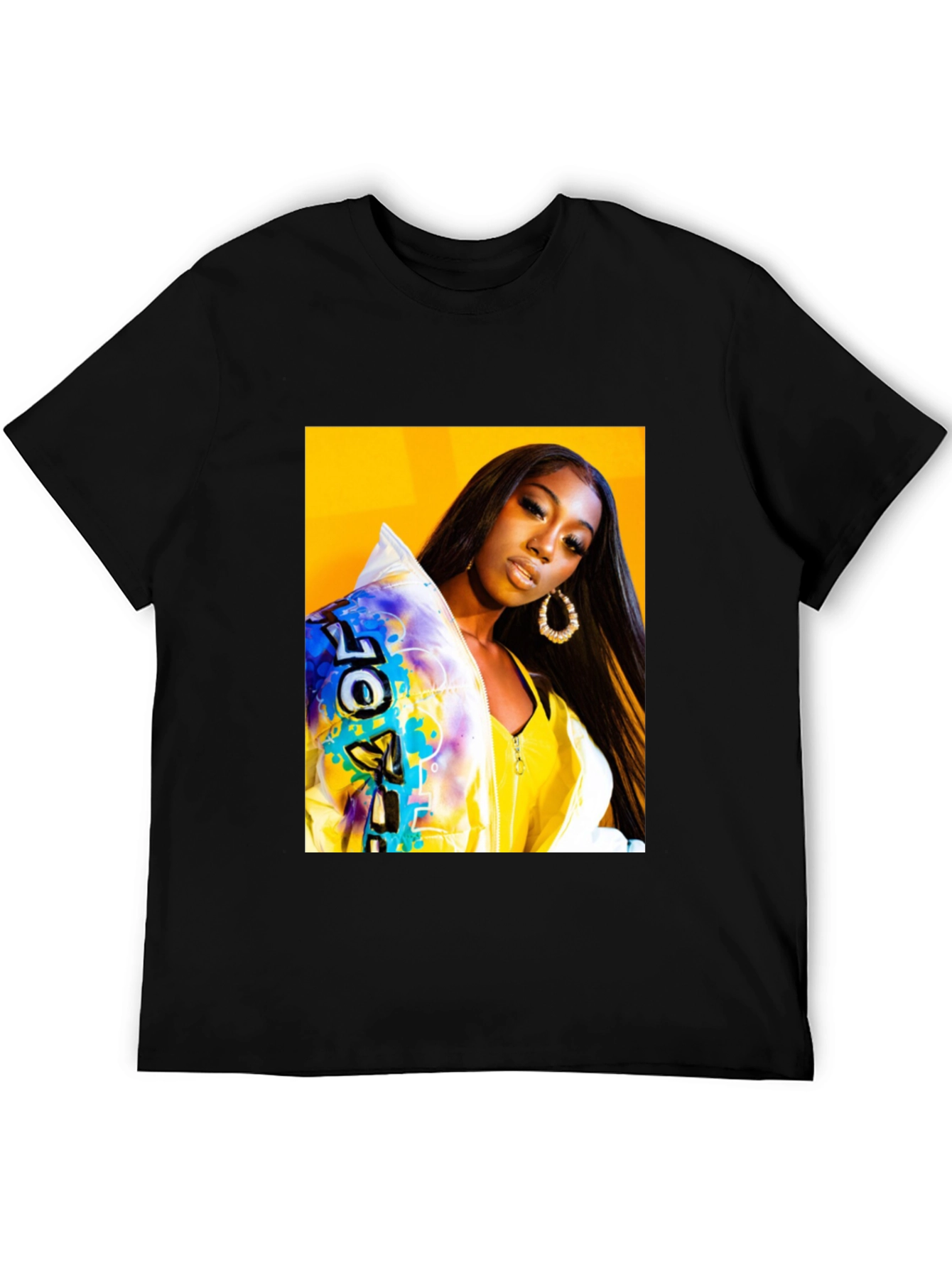 Trendy Graphic T-Shirt - Woman Portrait Black Tee