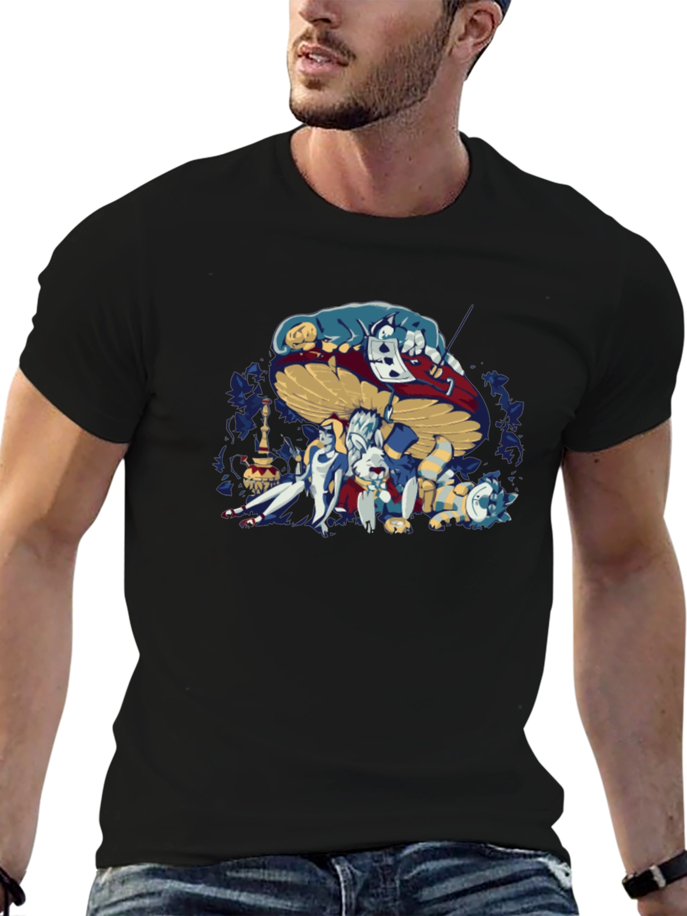 Alice in Wonderland Graphic Tee - Mens Black T-Shirt