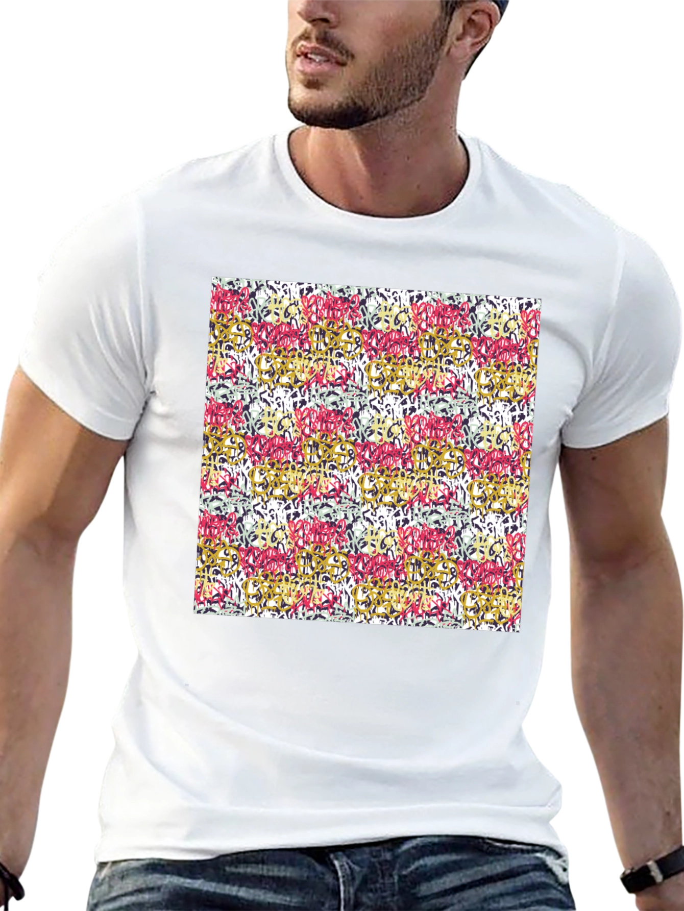 Abstract Pattern Mens Black T-Shirt