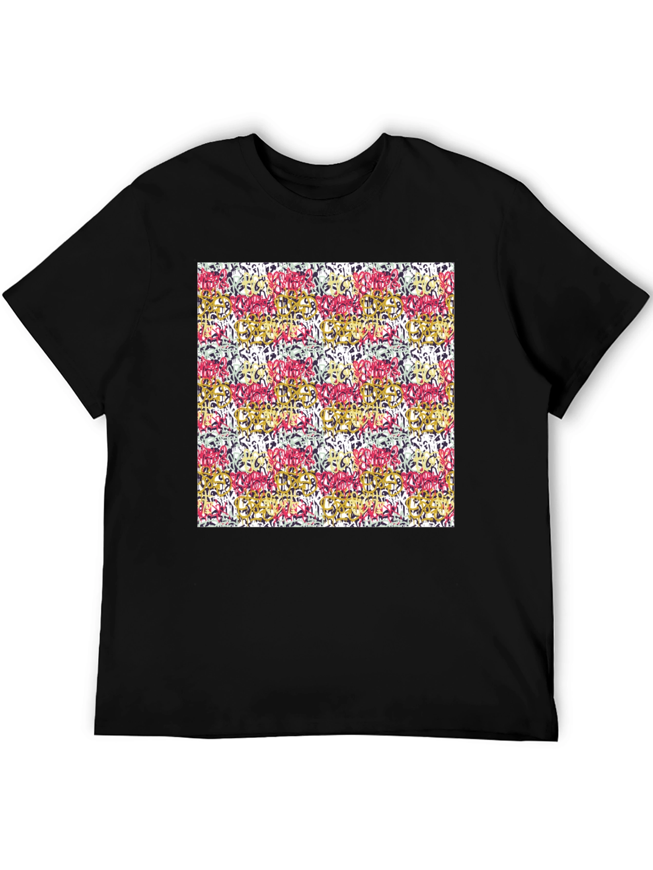 Abstract Pattern Mens Black T-Shirt