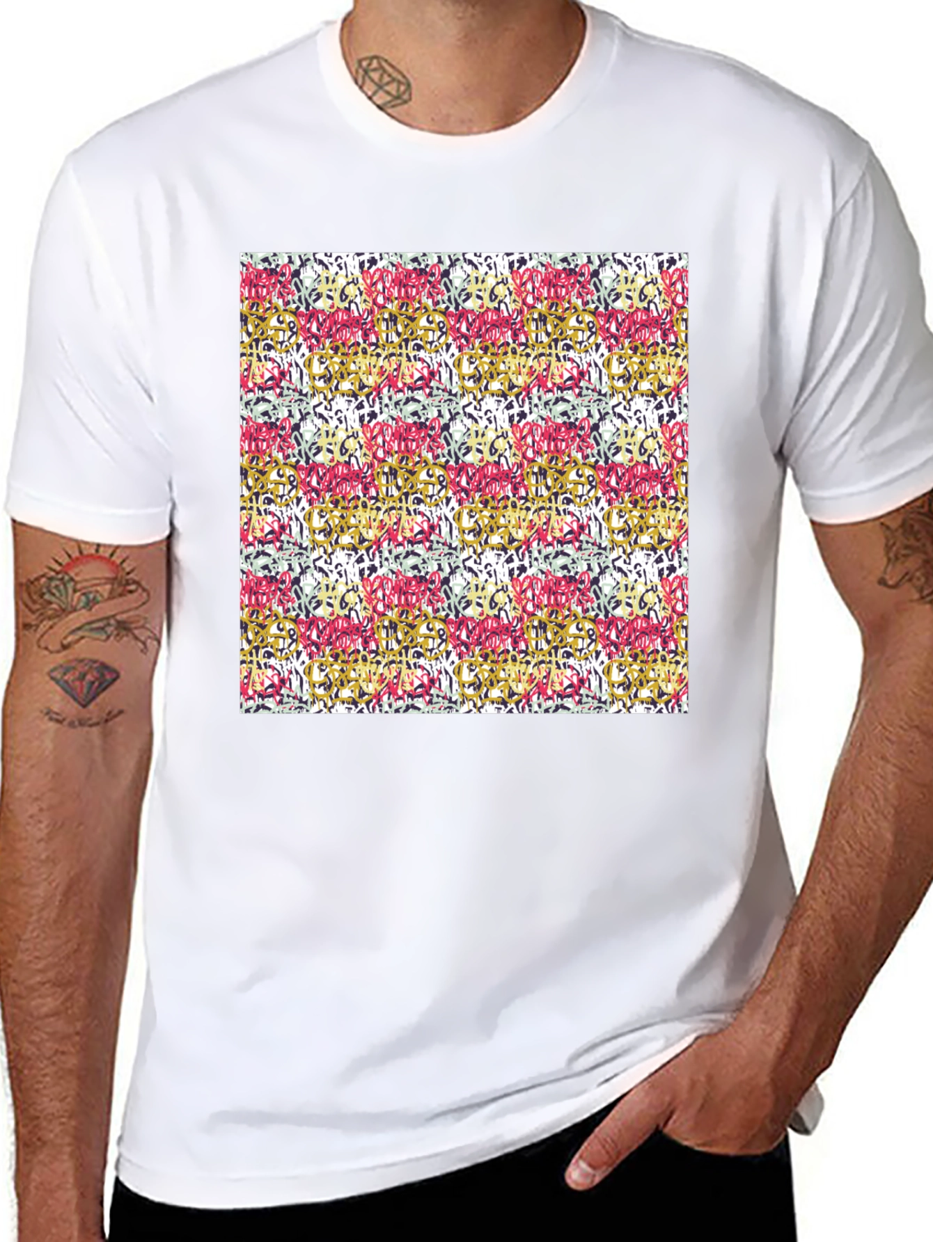 Abstract Pattern Mens Black T-Shirt