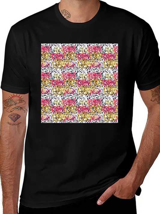 Abstract Pattern Mens Black T-Shirt
