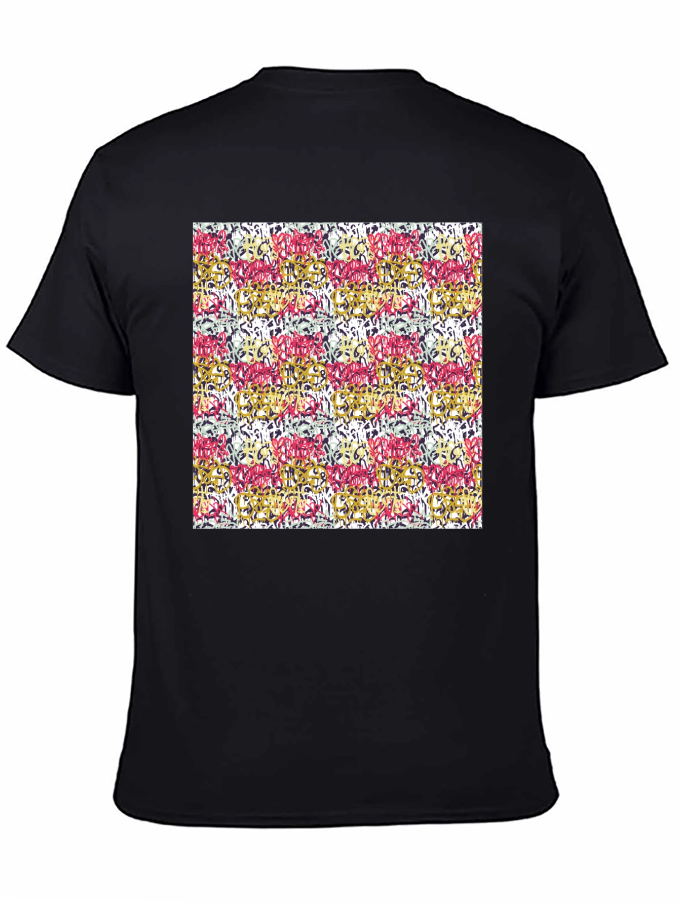 Abstract Pattern Mens Black T-Shirt