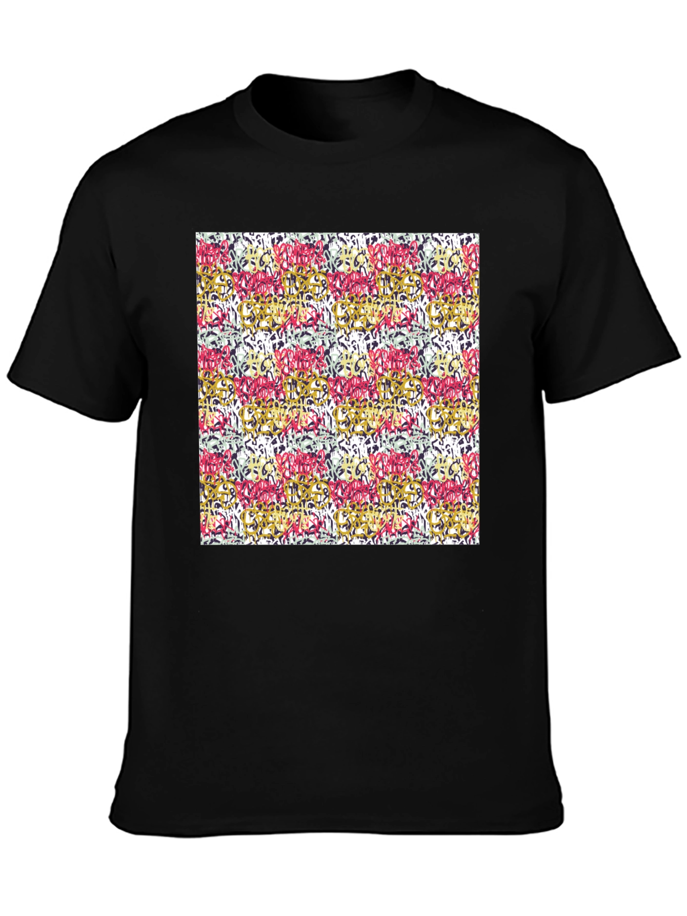 Abstract Pattern Mens Black T-Shirt