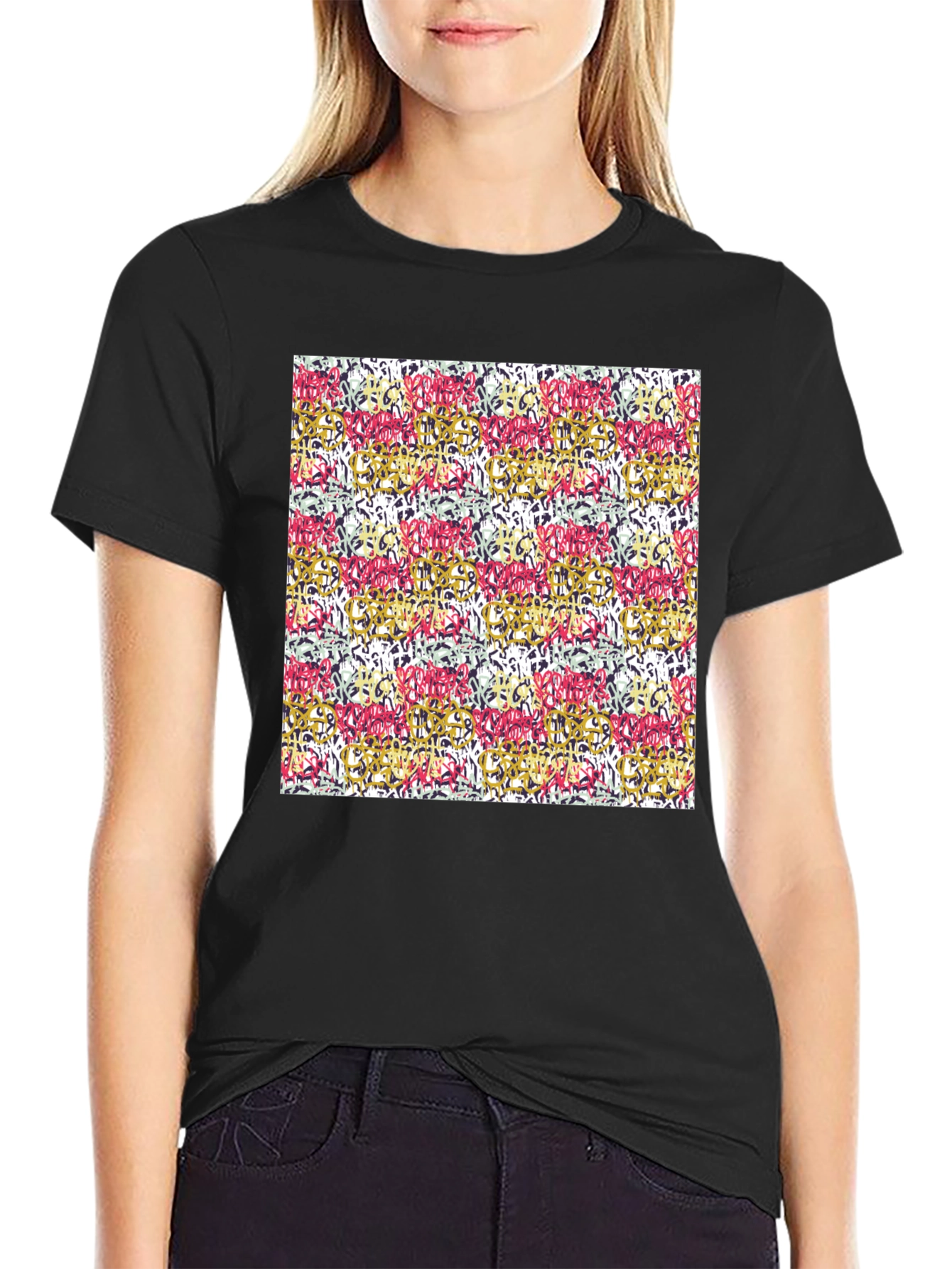 Abstract Pattern Mens Black T-Shirt