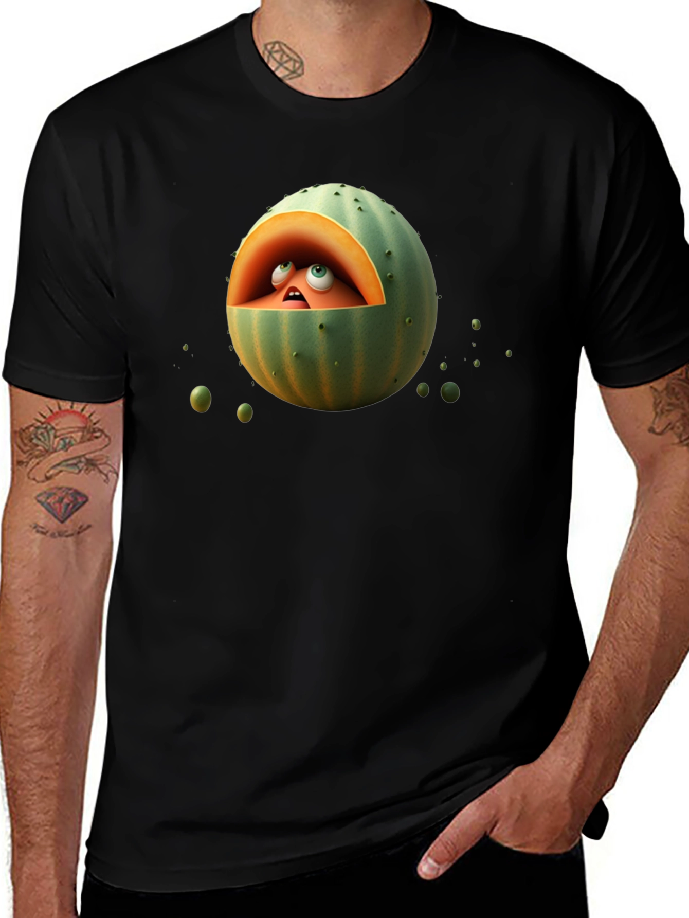 Melon Head Graphic Tee - Funny Fruit Cartoon T-Shirt