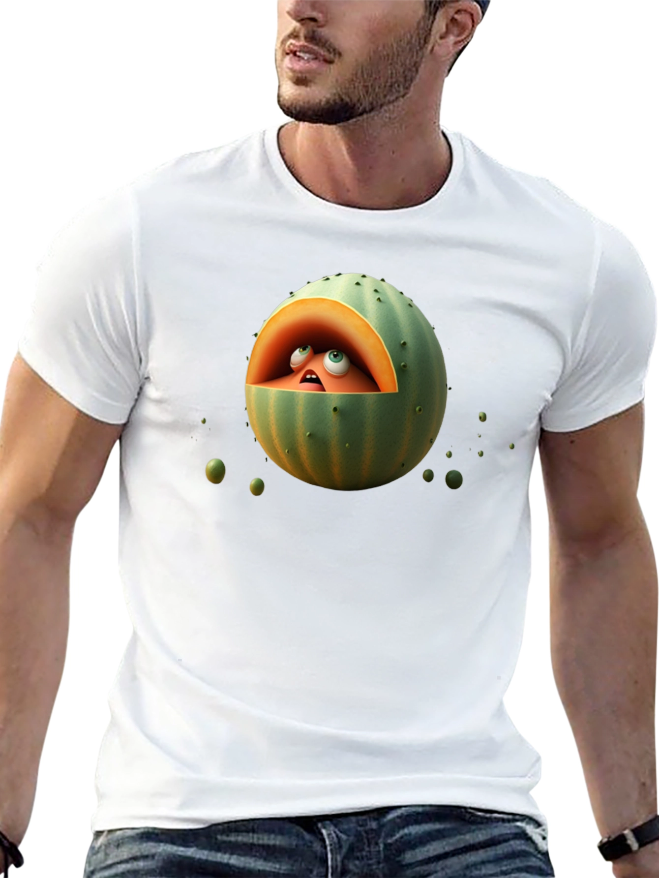 Melon Head Graphic Tee - Funny Fruit Cartoon T-Shirt