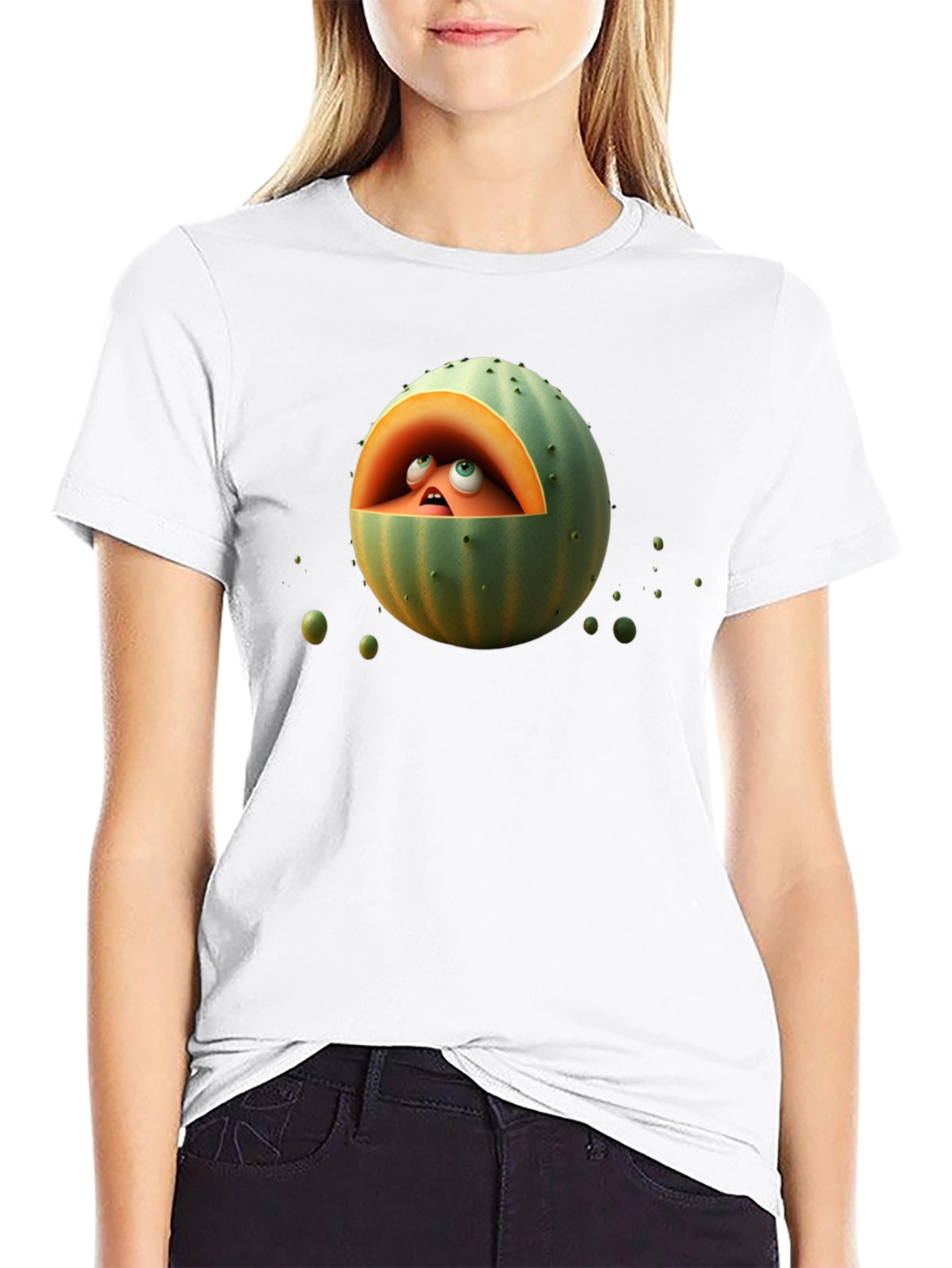 Melon Head Graphic Tee - Funny Fruit Cartoon T-Shirt