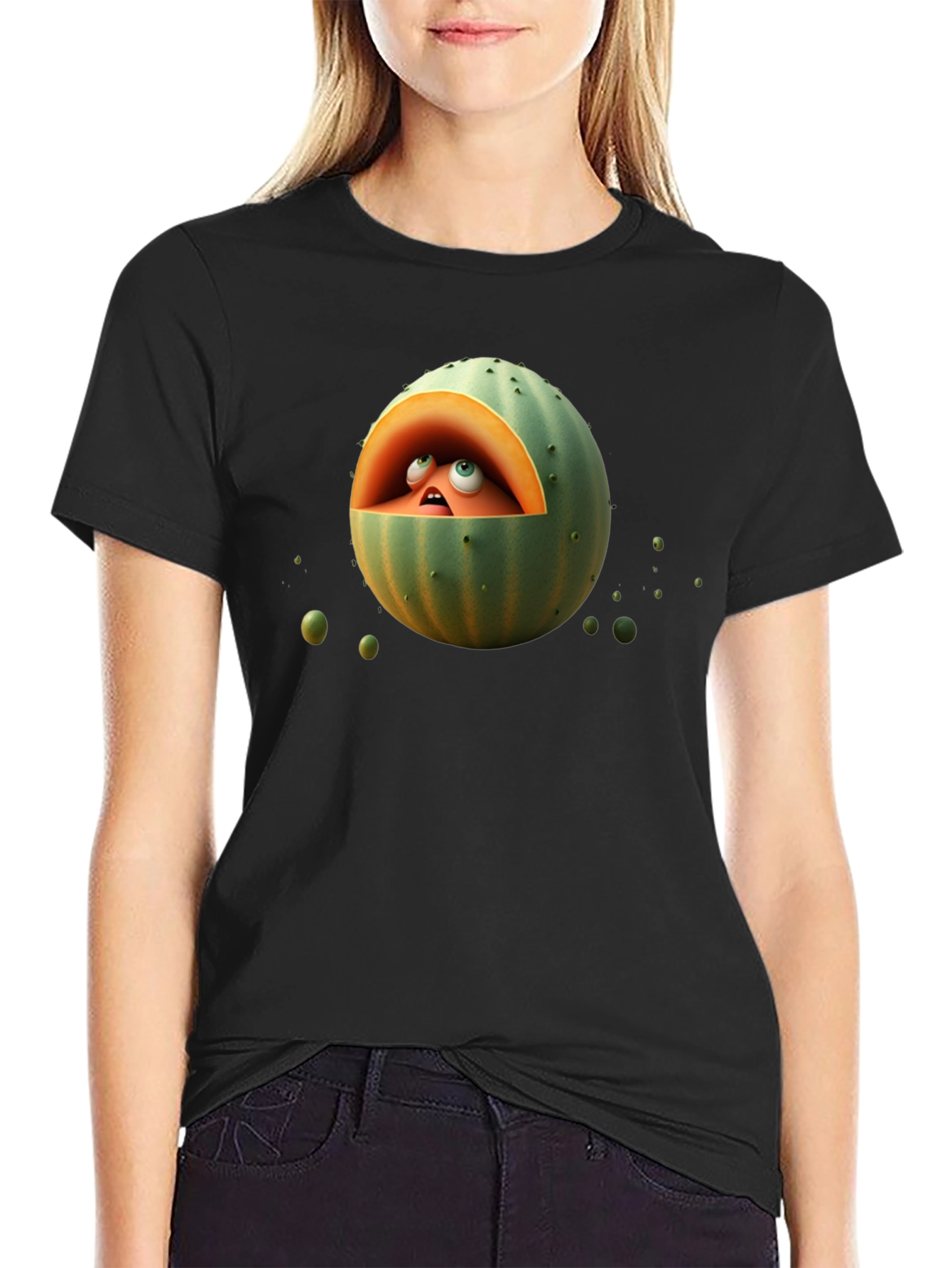 Melon Head Graphic Tee - Funny Fruit Cartoon T-Shirt