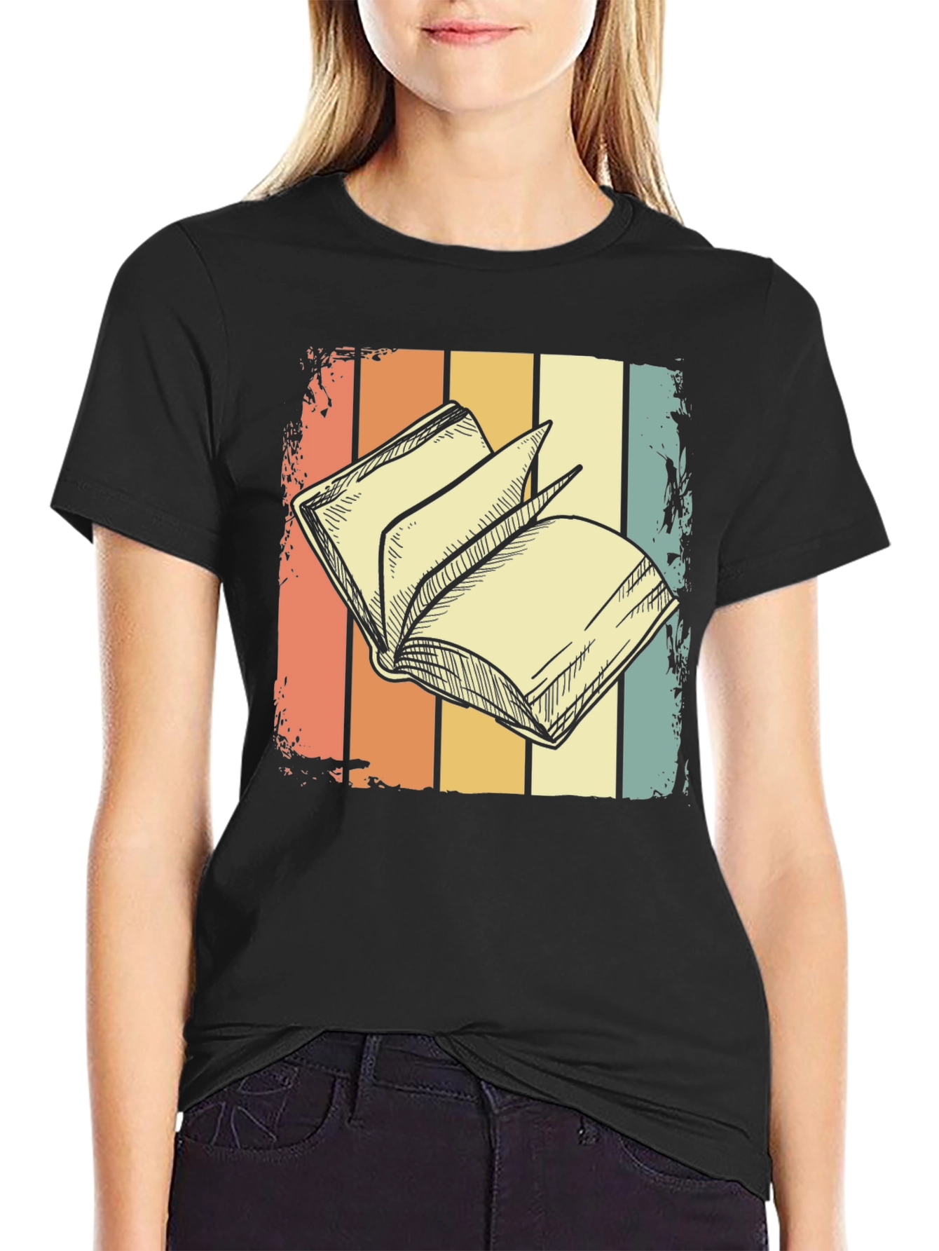 Retro Book Lover T-Shirt - Stylish Reading Design
