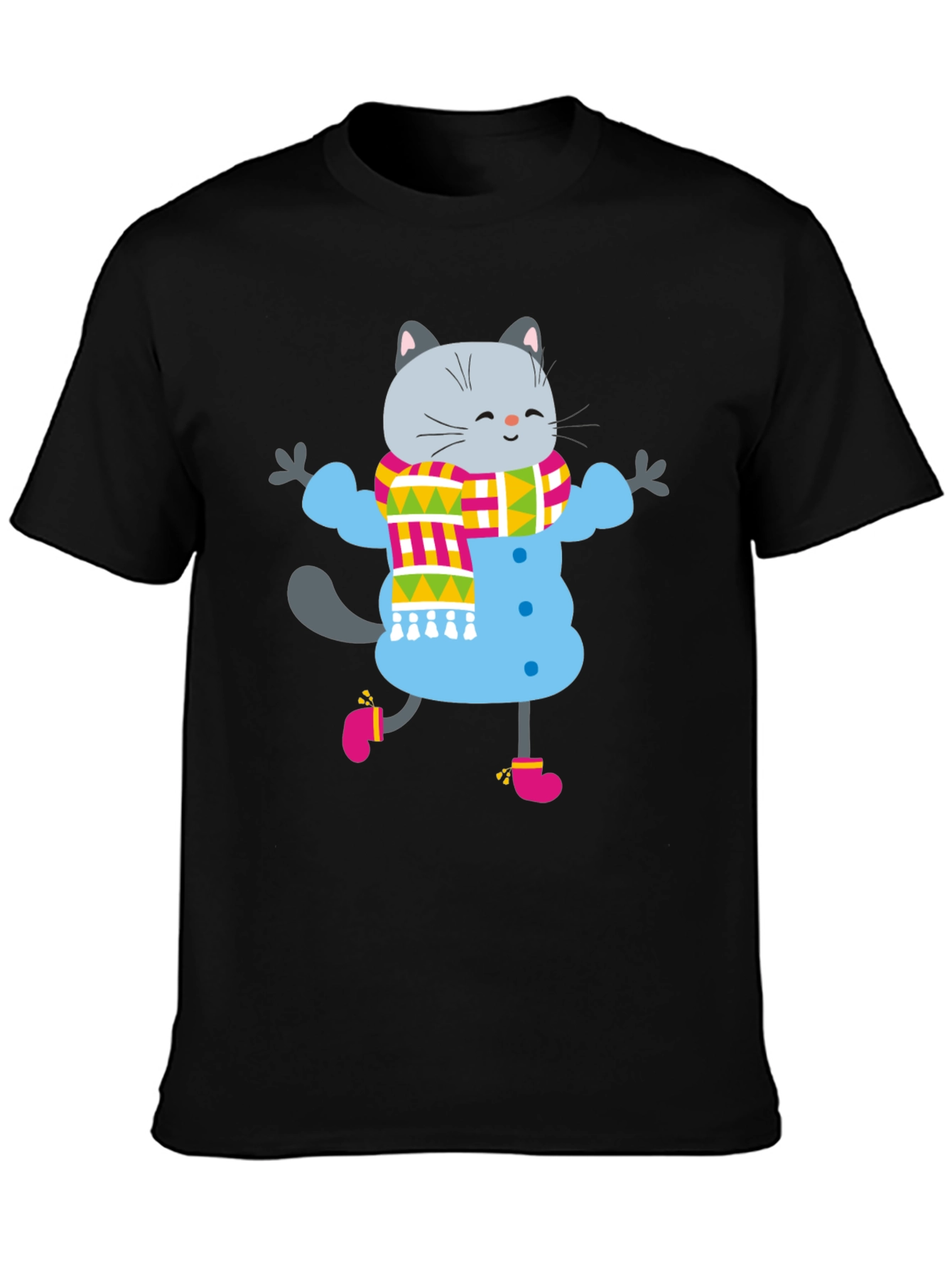 Winter Cat Graphic Tee - Fun & Festive