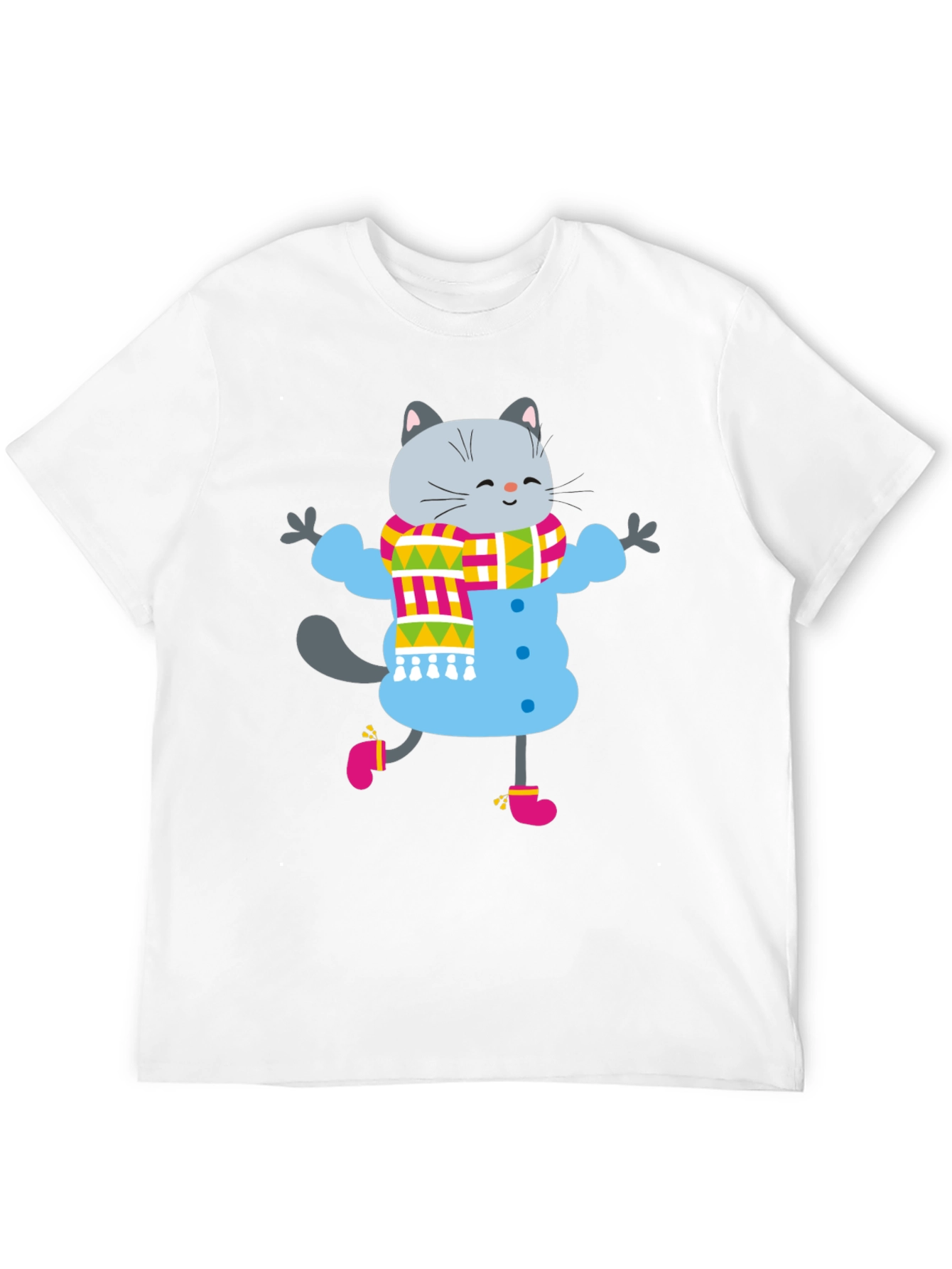 Winter Cat Graphic Tee - Fun & Festive