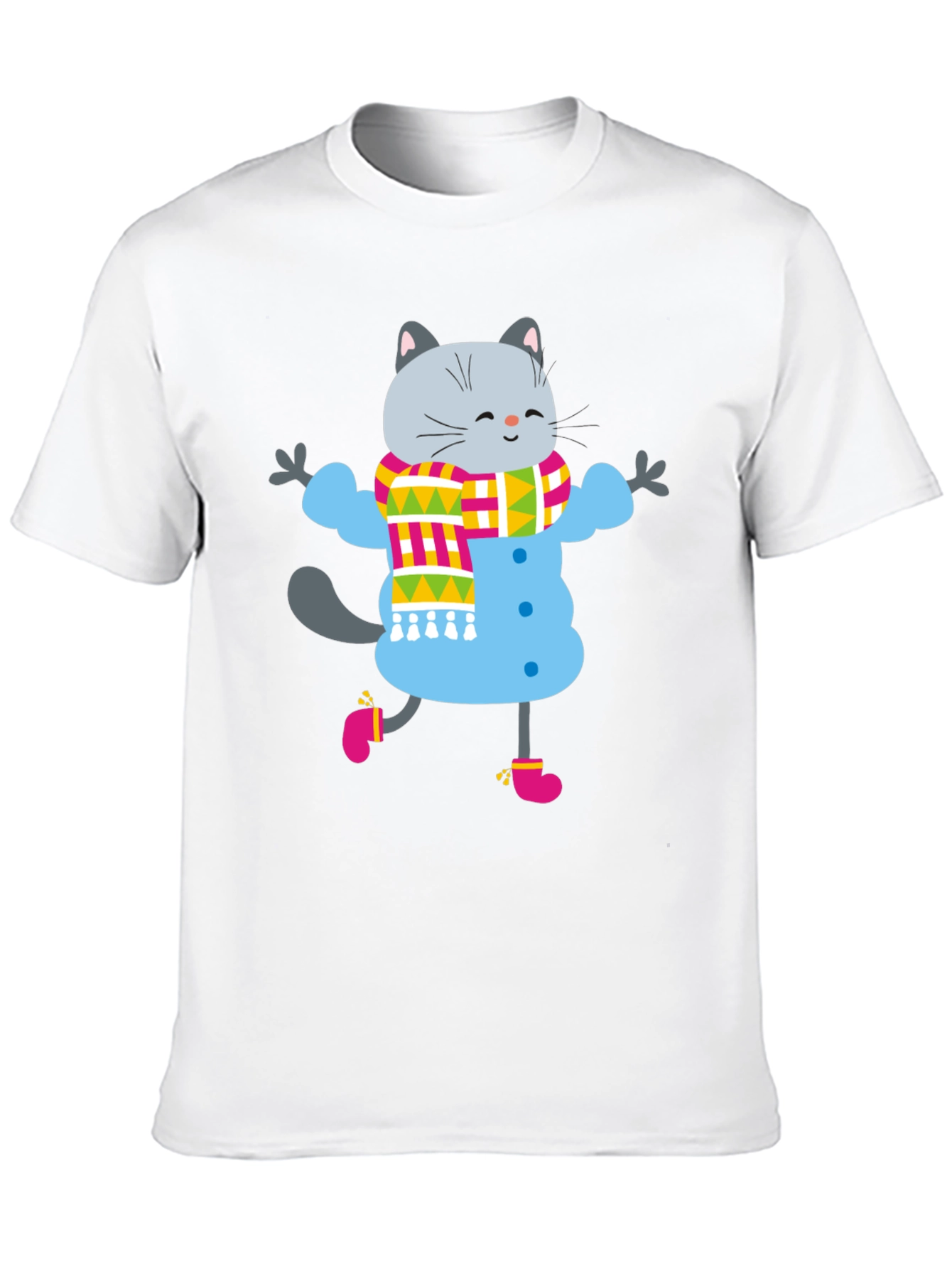 Winter Cat Graphic Tee - Fun & Festive