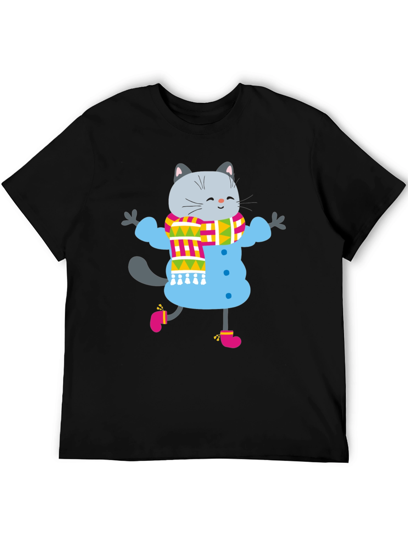 Winter Cat Graphic Tee - Fun & Festive