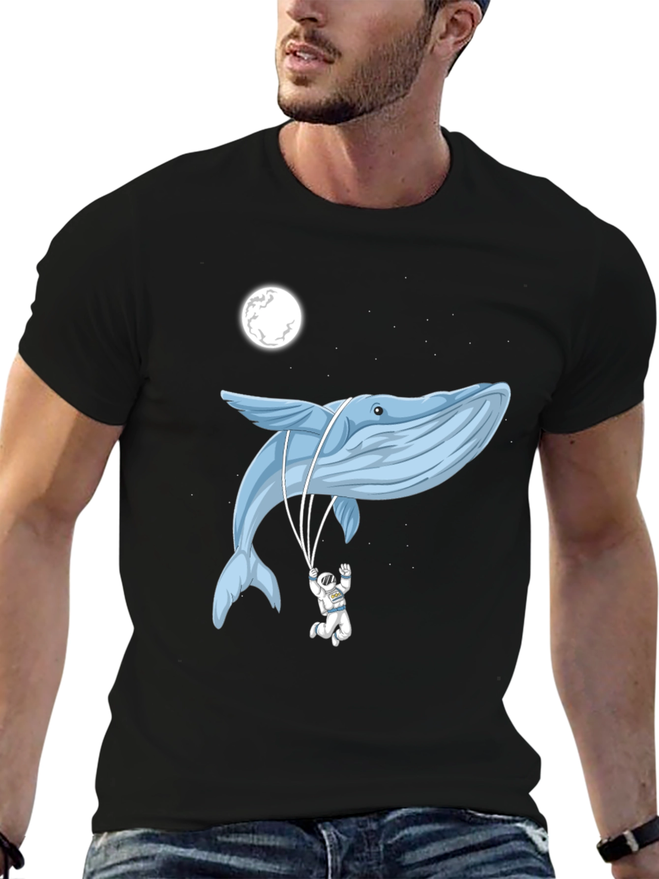 Whimsical Whale & Astronaut Graphic Tee