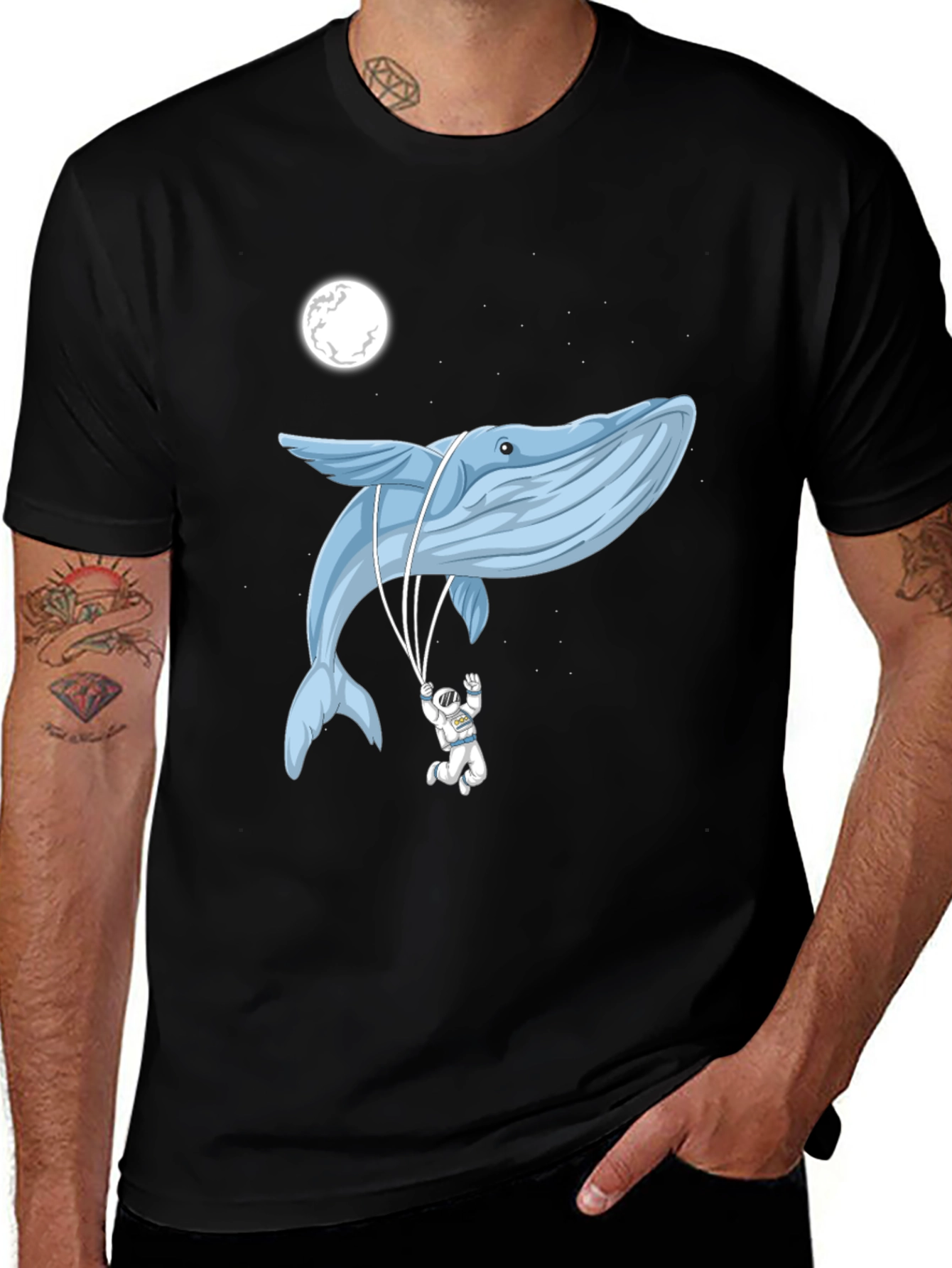 Whimsical Whale & Astronaut Graphic Tee