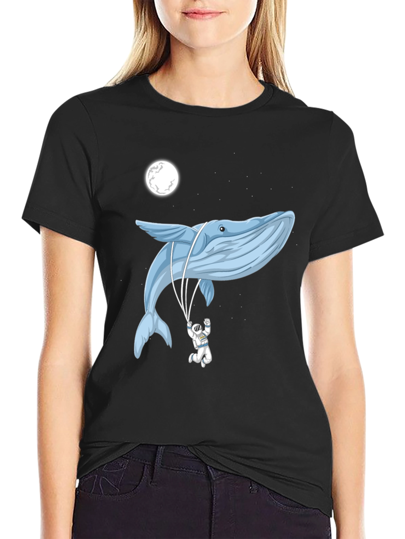 Whimsical Whale & Astronaut Graphic Tee
