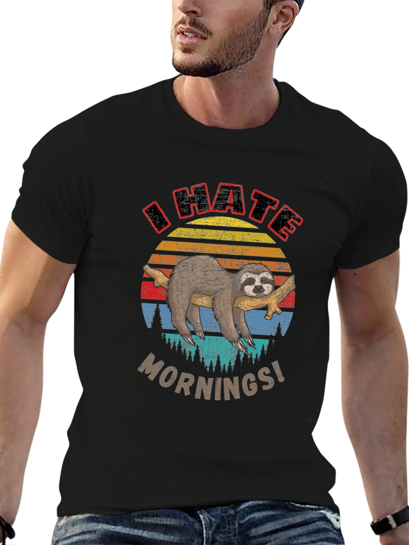 I Hate Mornings Sloth Graphic Tee