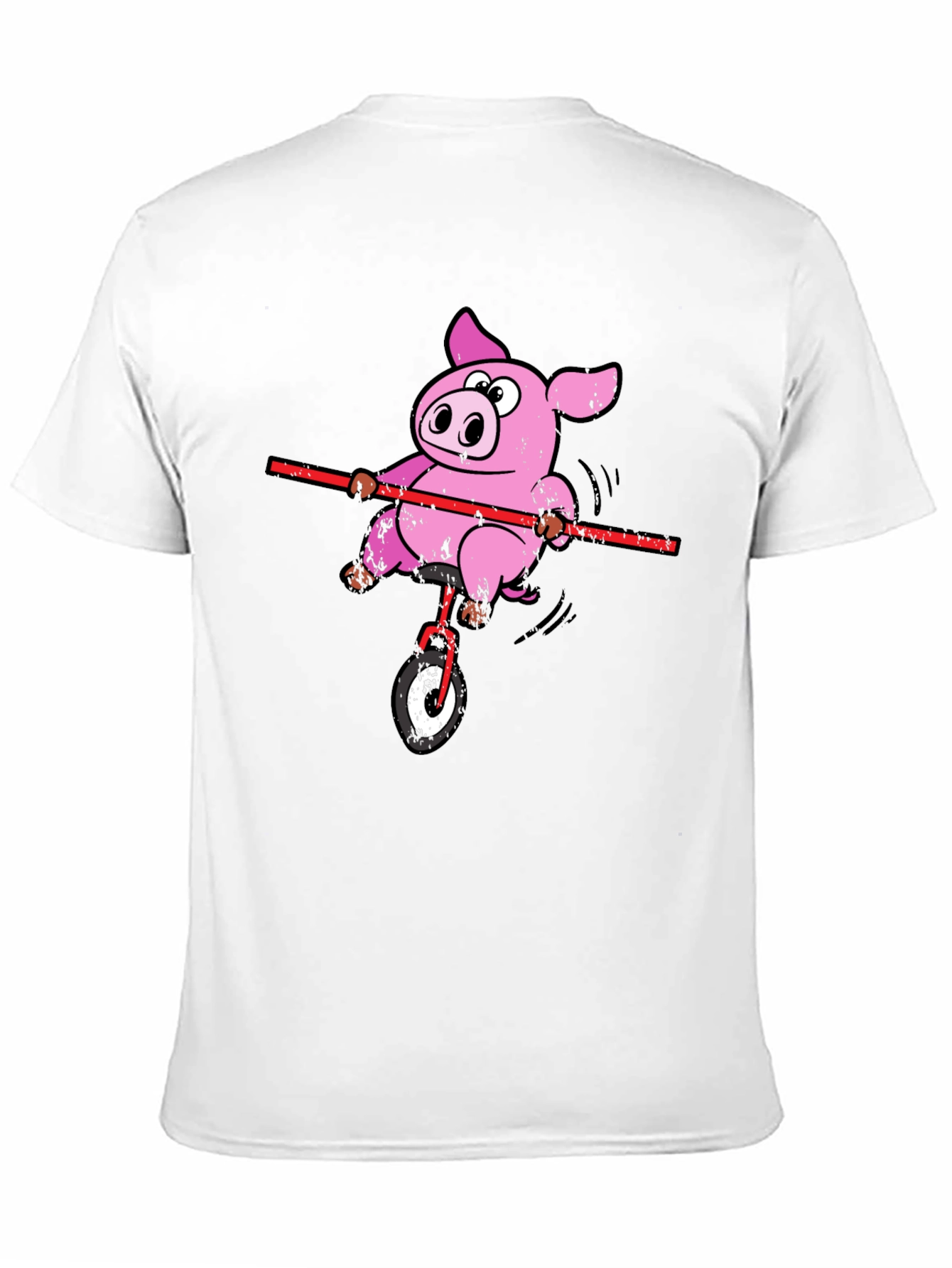 Funny Pig Unicycle Black T-Shirt