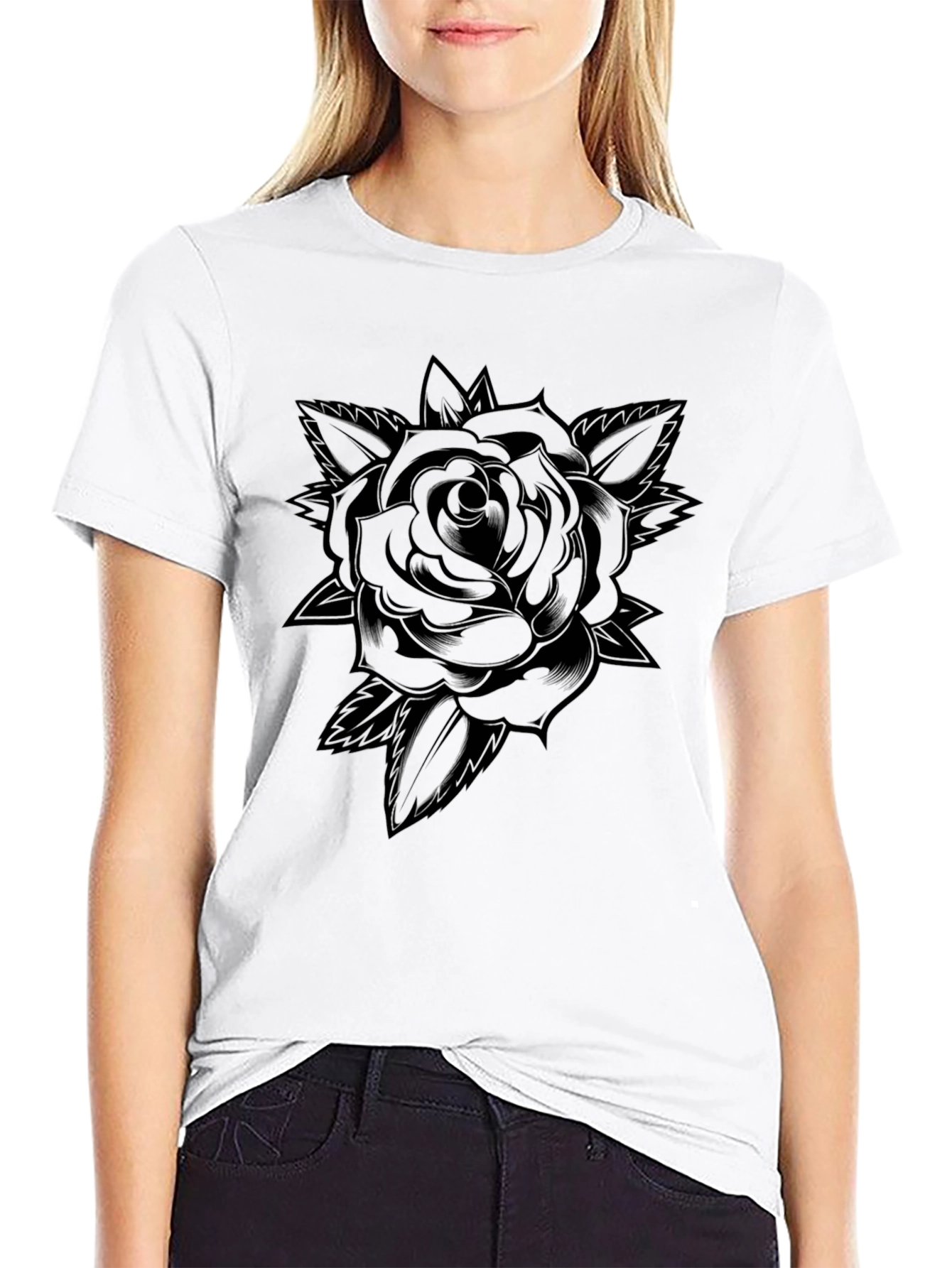 Black Rose Graphic T-Shirt - Mens Casual Tee