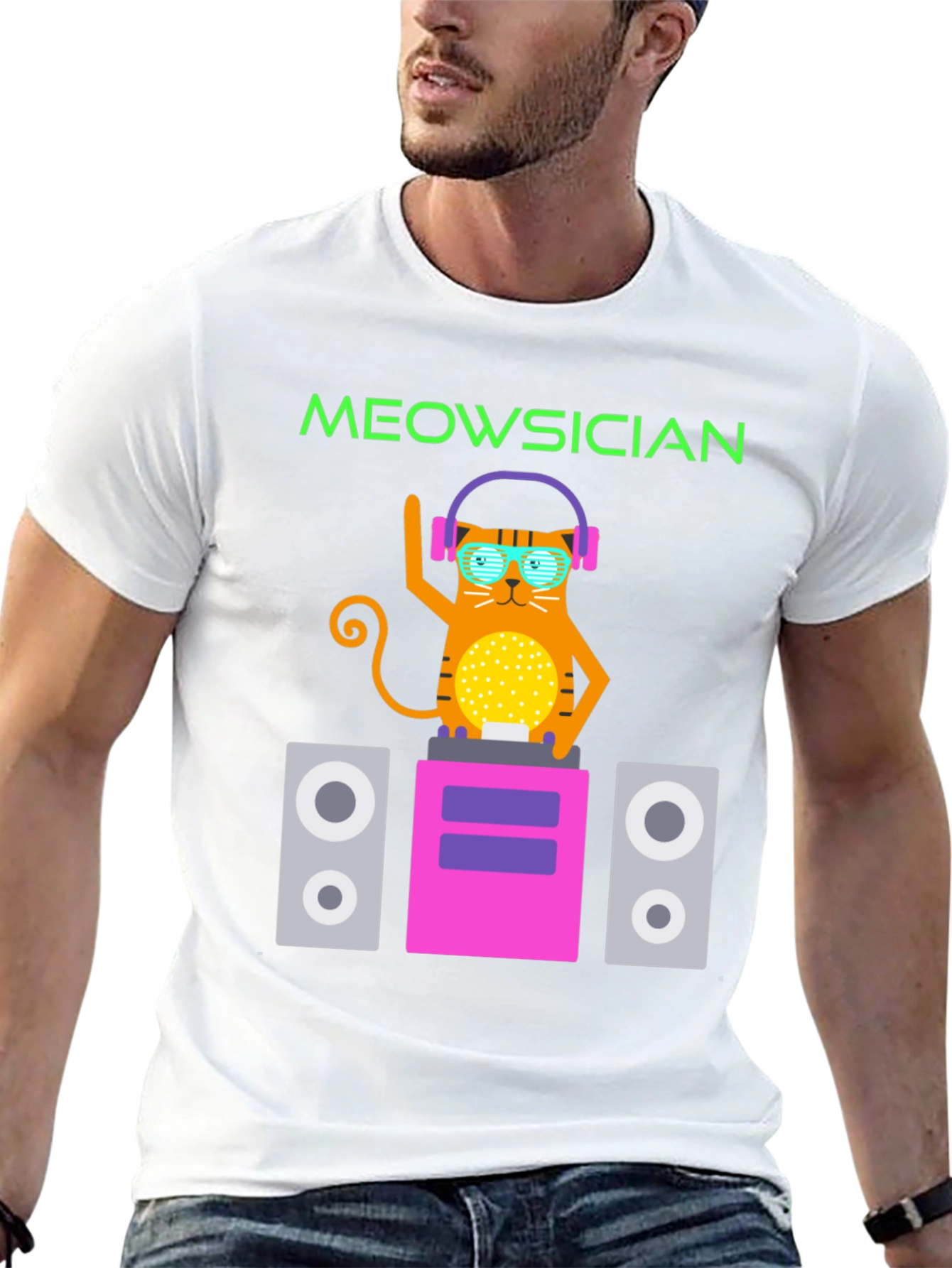 Meowsician Cat DJ Graphic Tee
