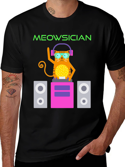 Meowsician Cat DJ Graphic Tee
