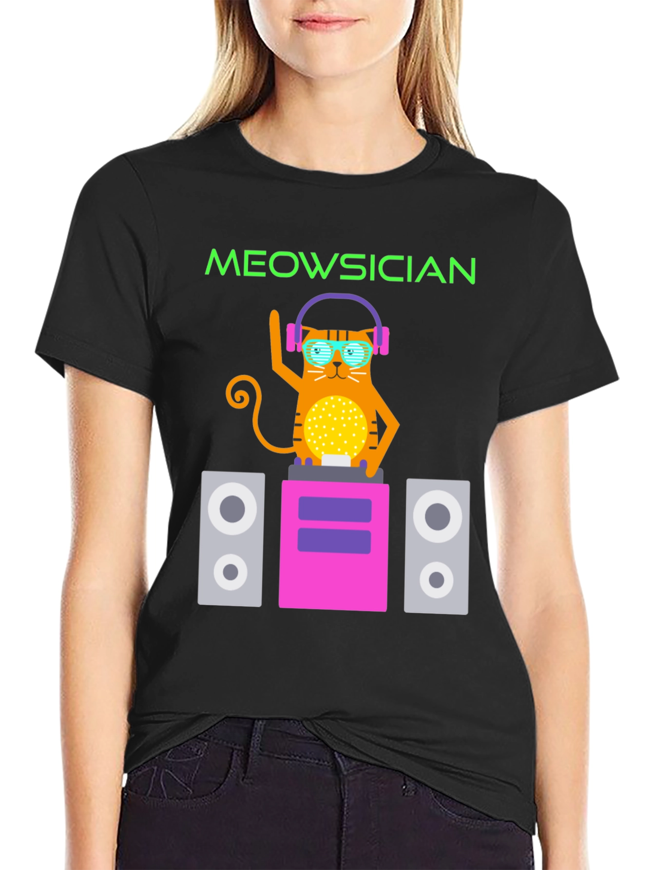 Meowsician Cat DJ Graphic Tee