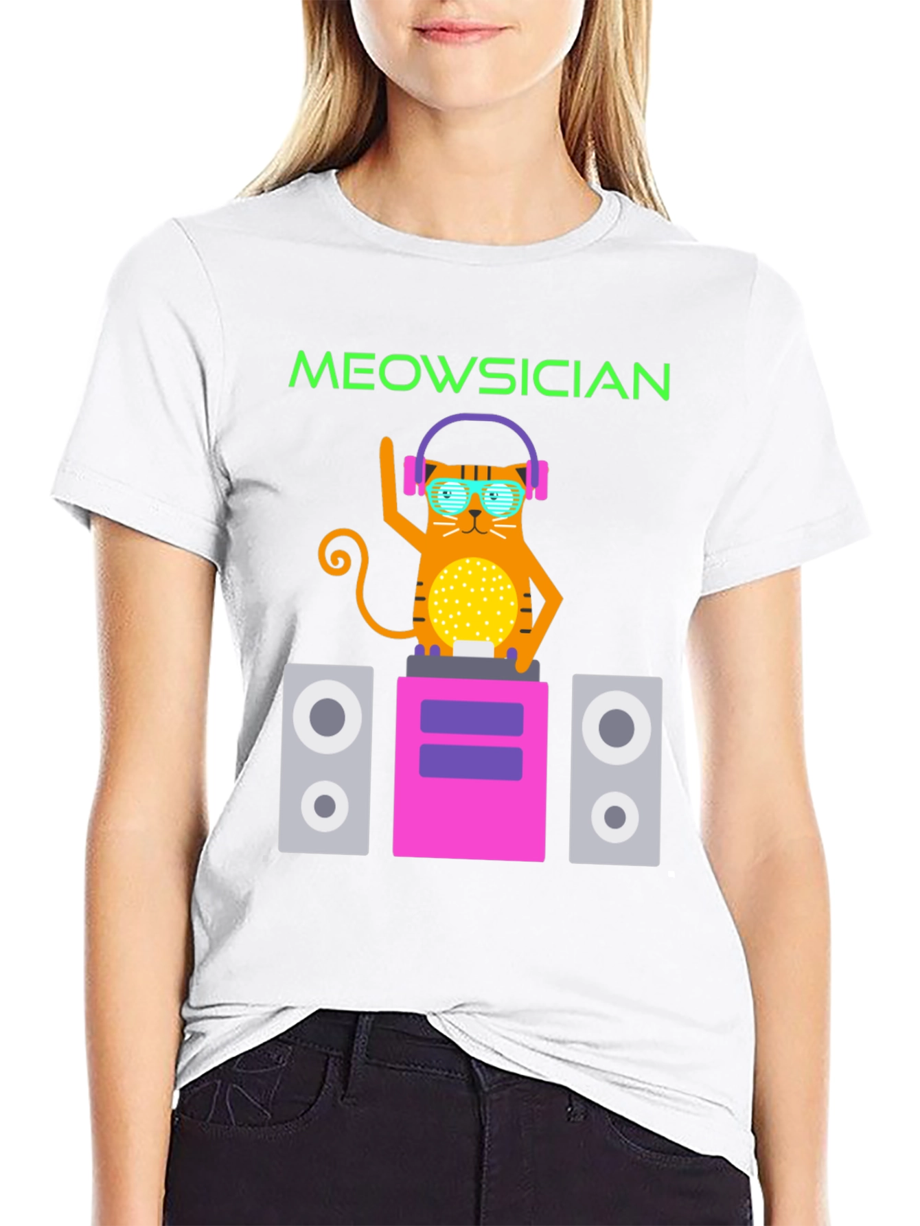 Meowsician Cat DJ Graphic Tee