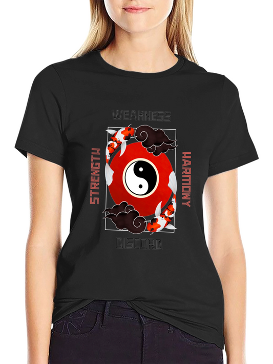 Yin Yang Koi Fish Graphic T-Shirt - Strength Harmony Design