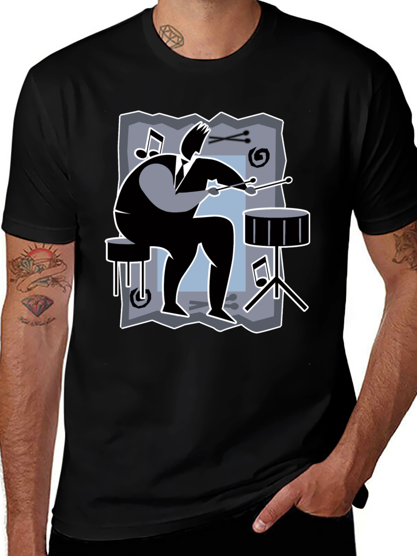 Drummer Graphic Tee - Black