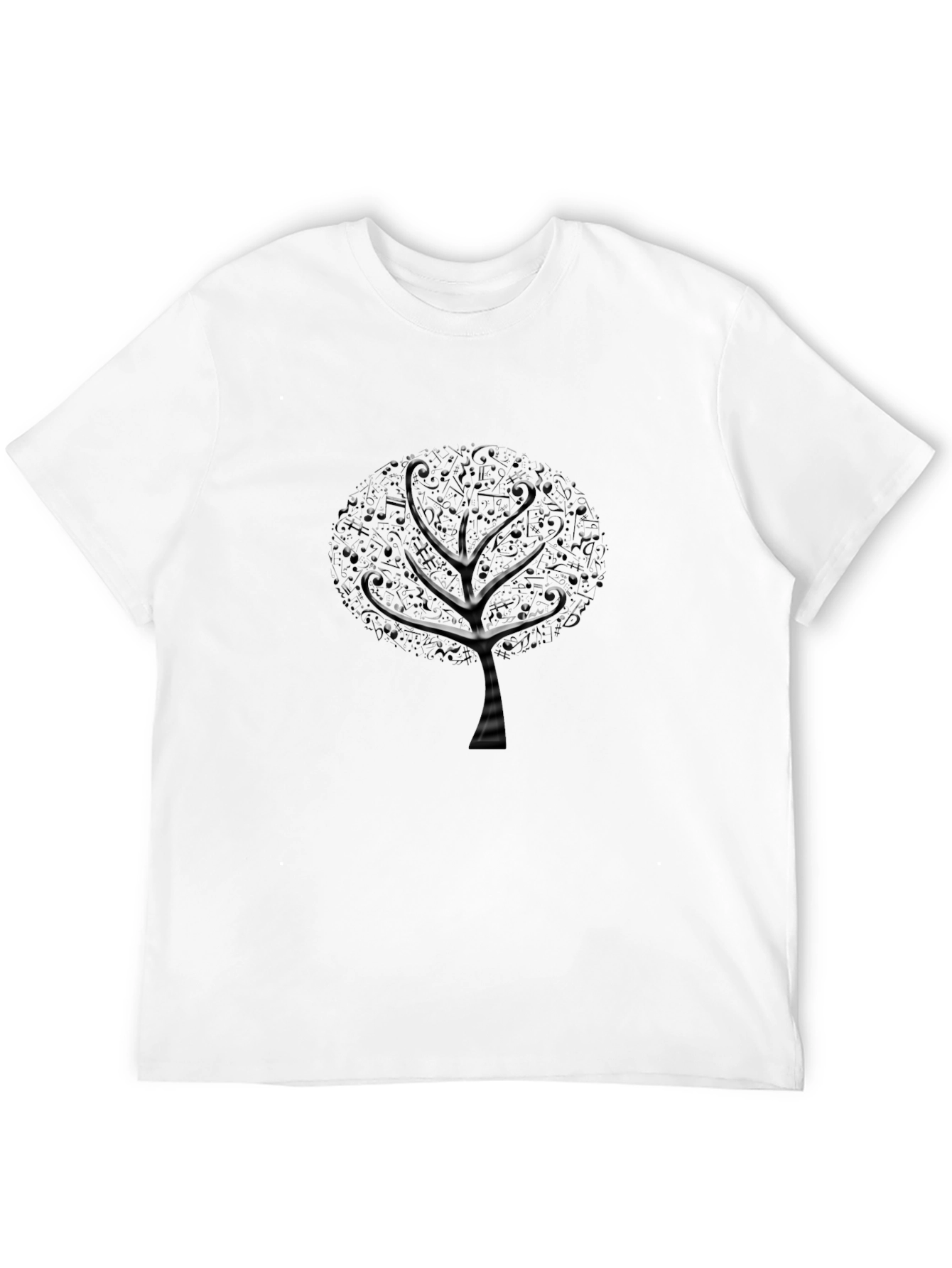 Musical Tree Graphic Tee - Black Cotton T-Shirt