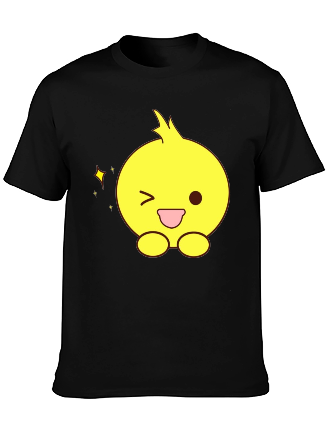 Cute Cartoon Chick Black T-Shirt