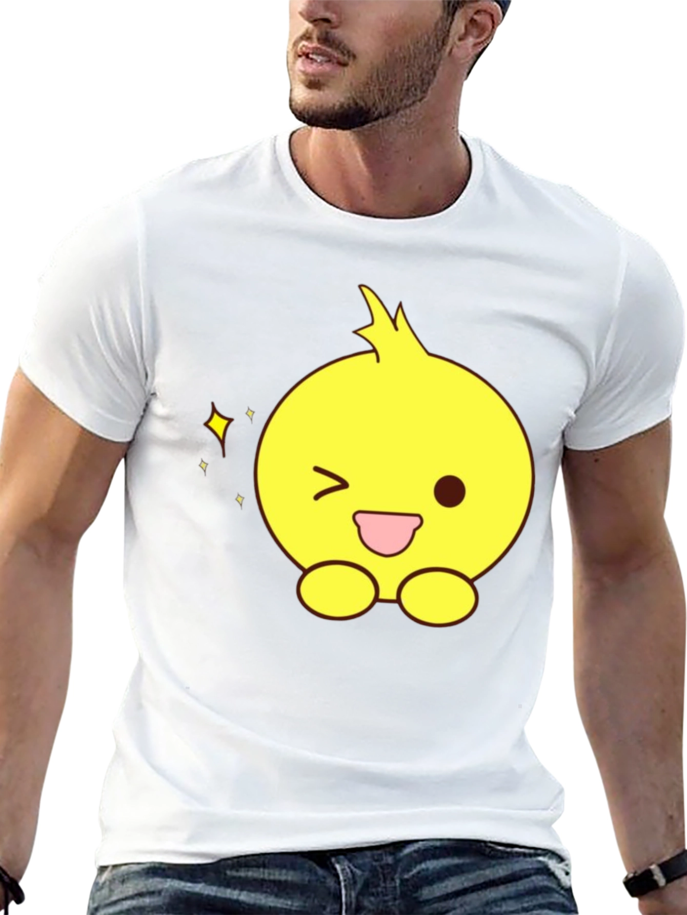 Cute Cartoon Chick Black T-Shirt