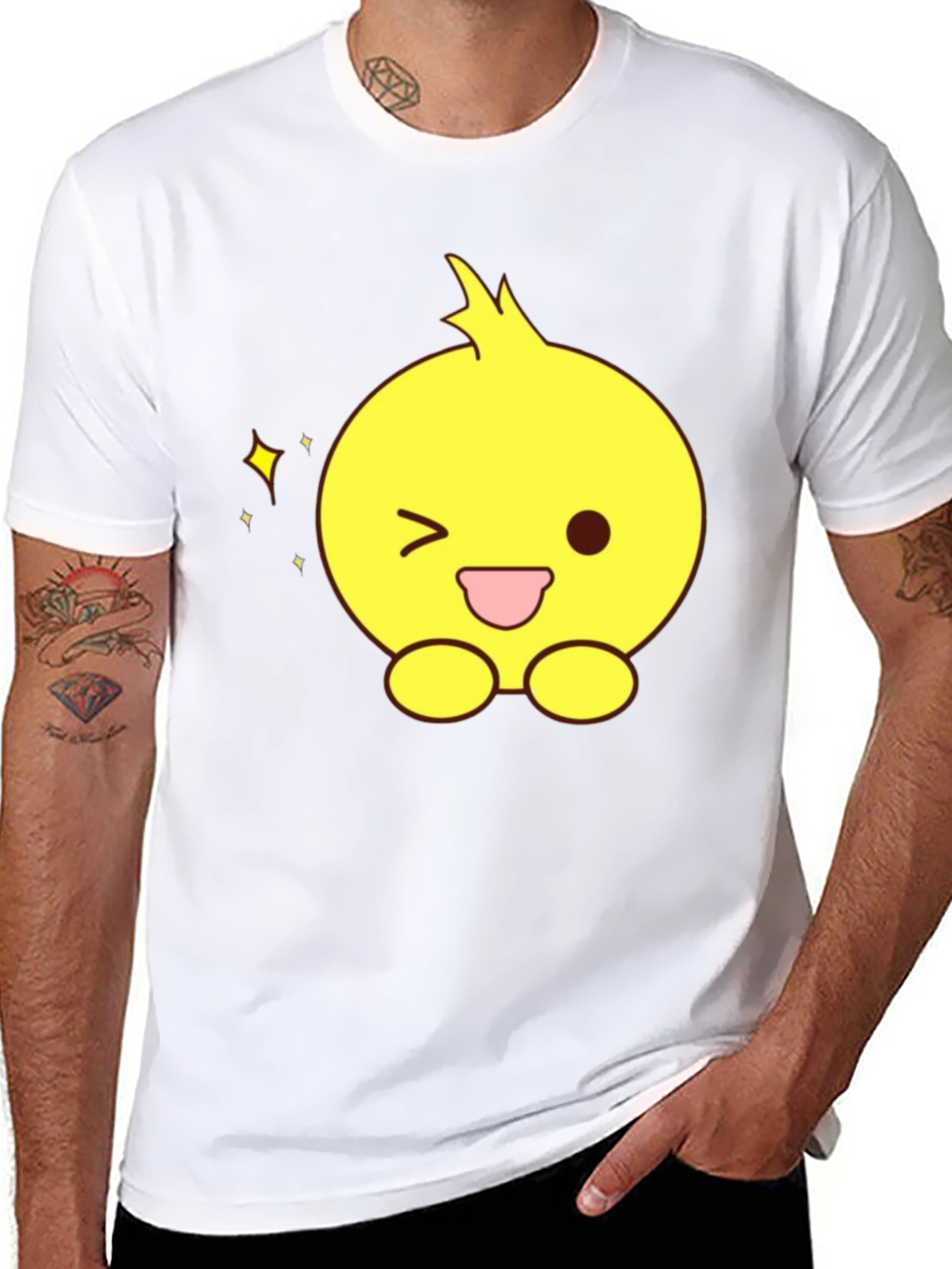 Cute Cartoon Chick Black T-Shirt
