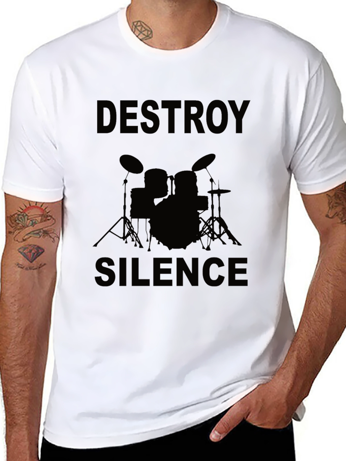 Destroy Silence Drummer Graphic Tee