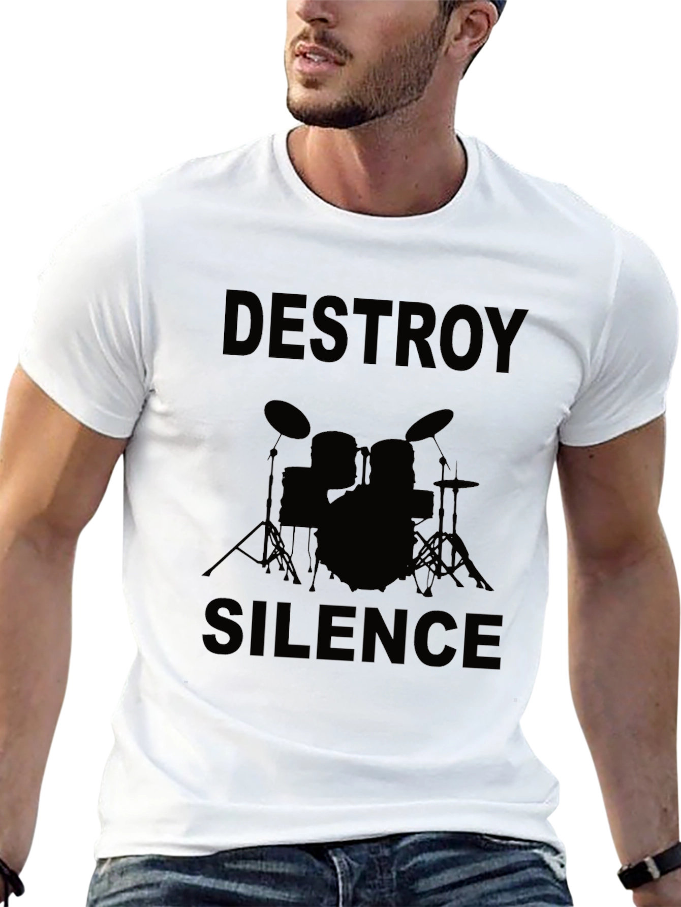 Destroy Silence Drummer Graphic Tee