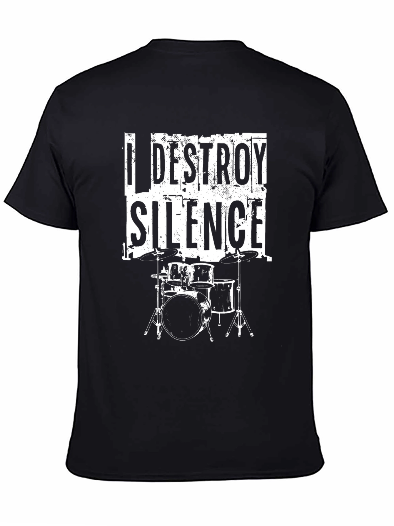 I Destroy Silence Black T-Shirt - Drummer Music Tee