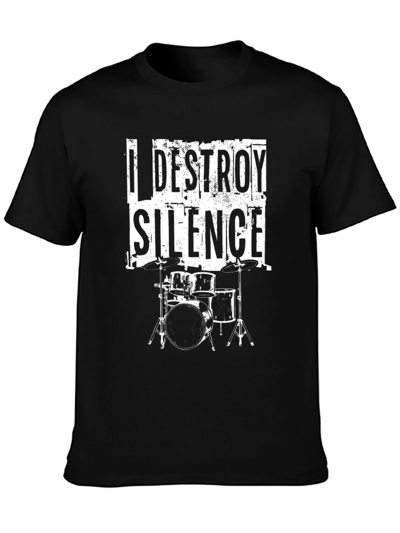 I Destroy Silence Black T-Shirt - Drummer Music Tee