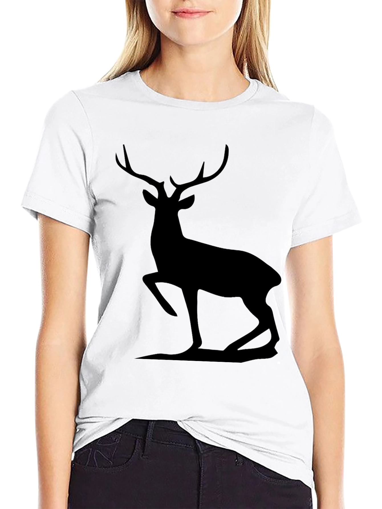 Mens Black Deer Silhouette Graphic Tee