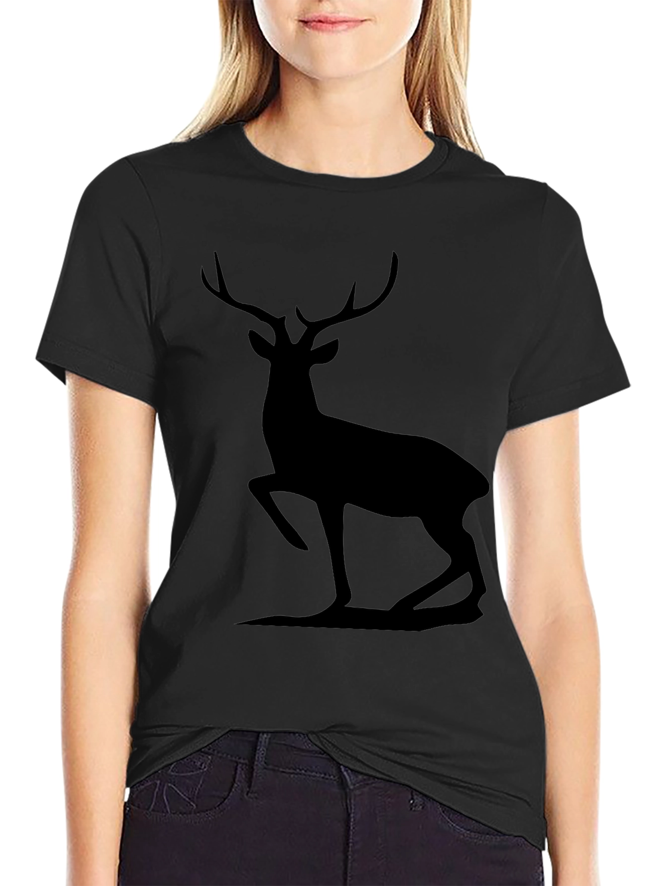 Mens Black Deer Silhouette Graphic Tee