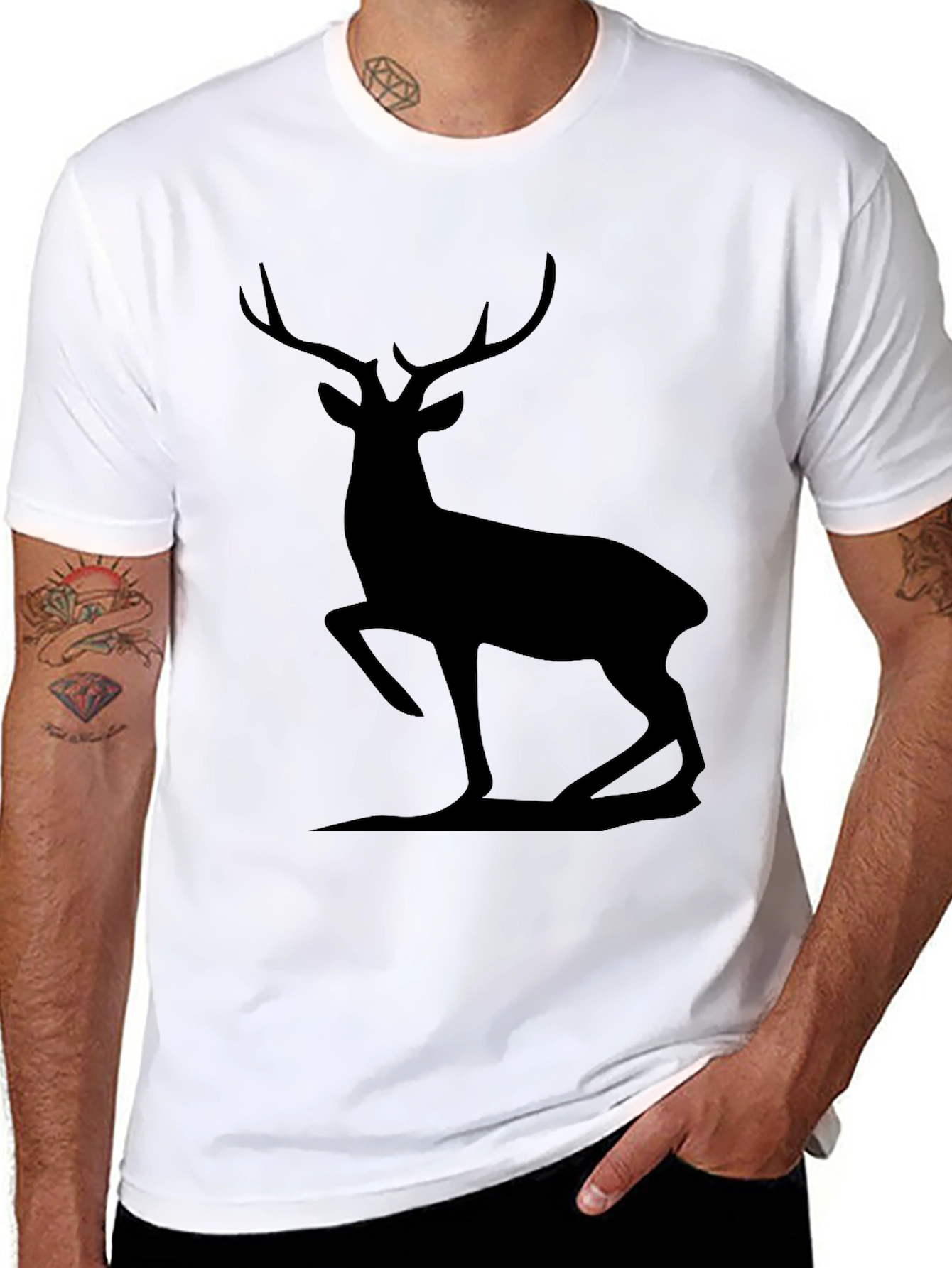 Mens Black Deer Silhouette Graphic Tee