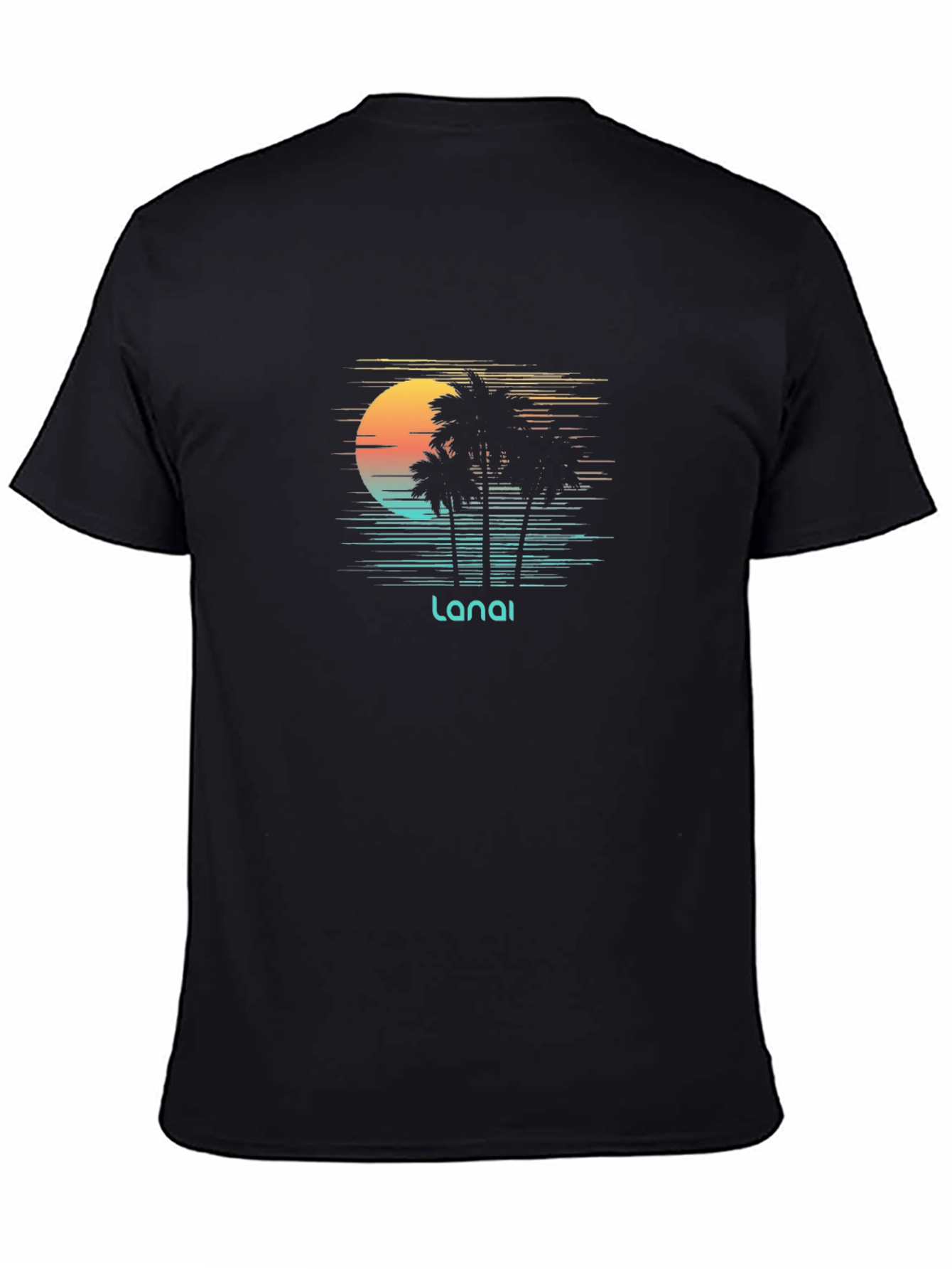 Lanai Sunset Palm Tee - Black Graphic T-Shirt