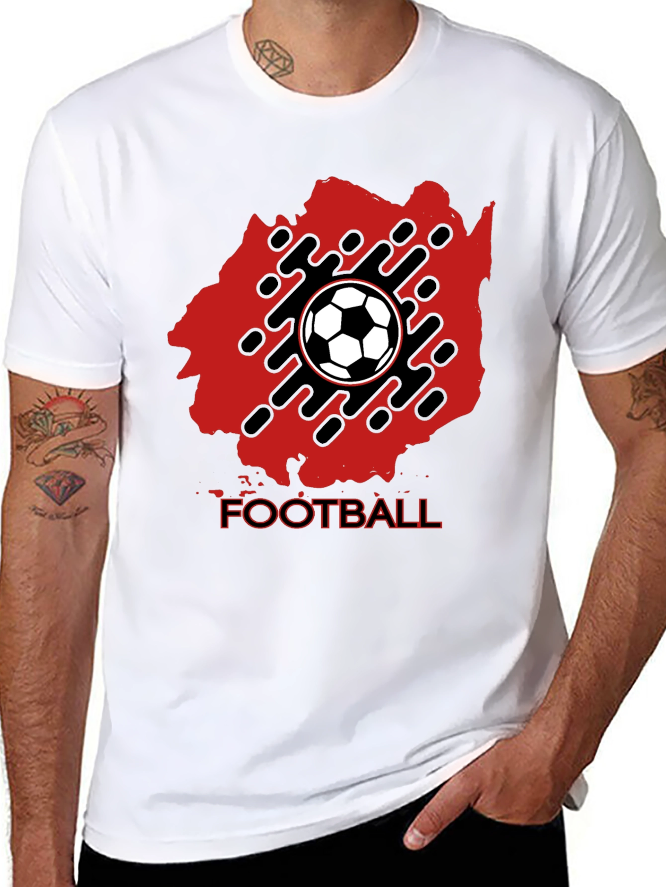 Mens Black Football Graphic Tee
