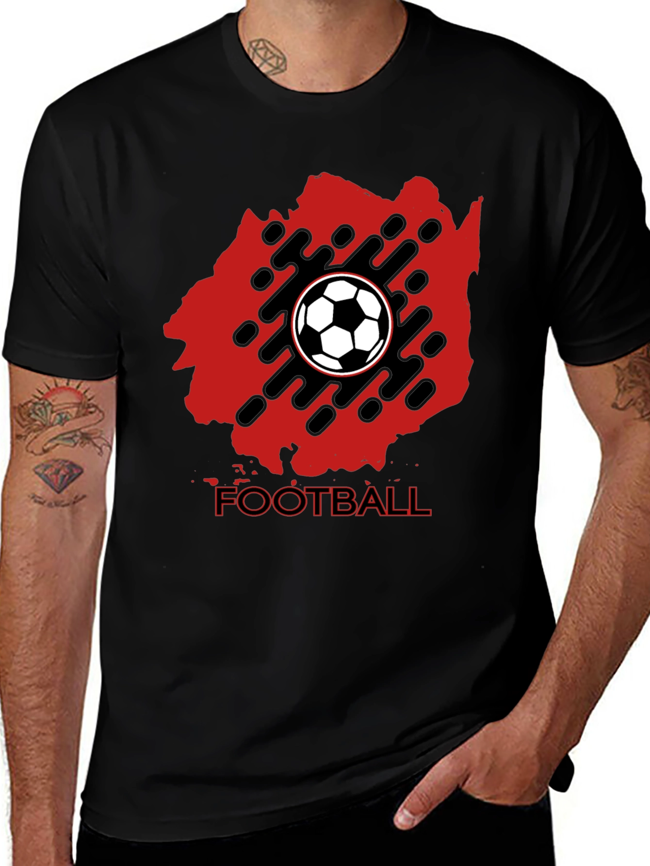 Mens Black Football Graphic Tee
