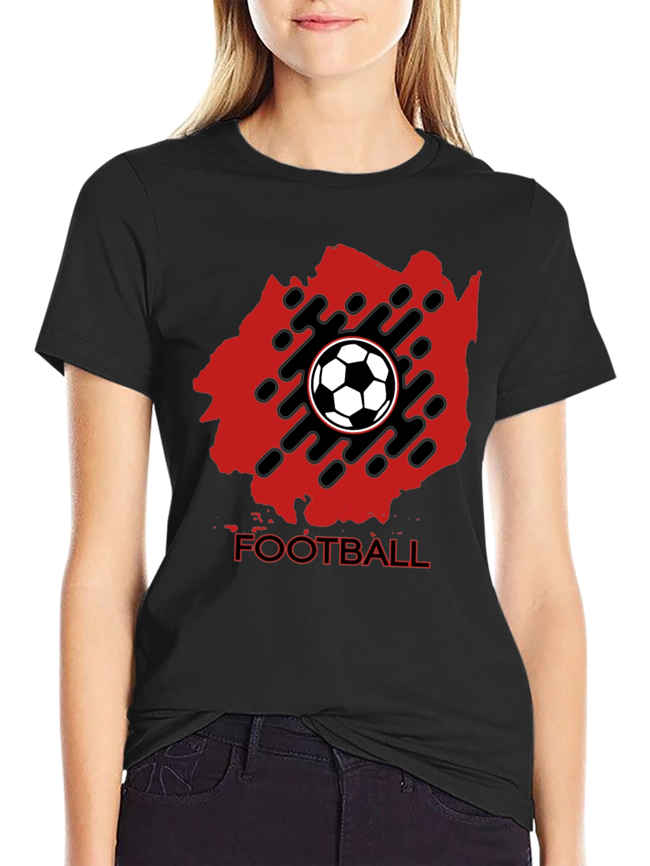 Mens Black Football Graphic Tee