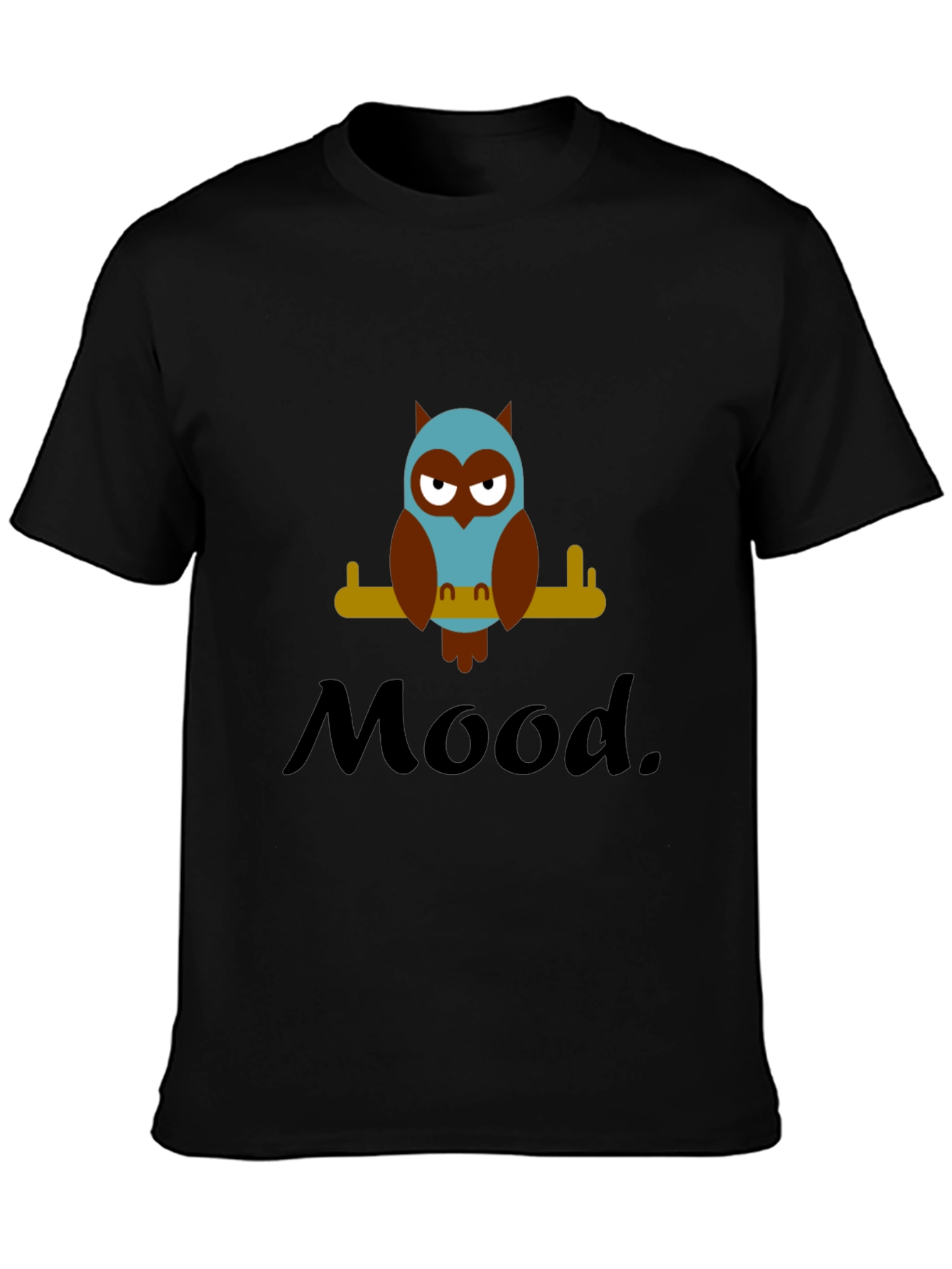 Mood Owl Graphic Tee - Unisex Black Cotton T-Shirt