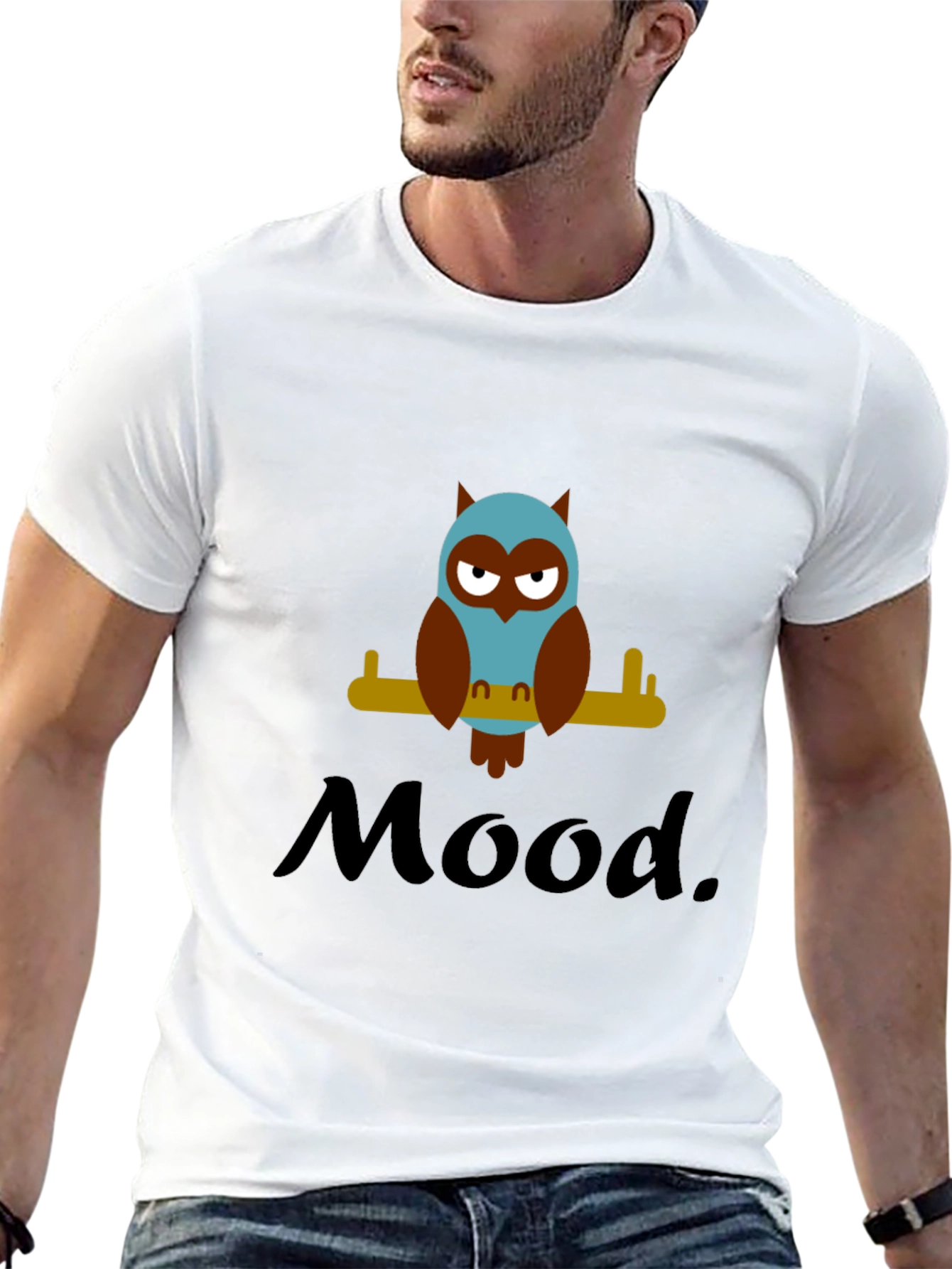 Mood Owl Graphic Tee - Unisex Black Cotton T-Shirt