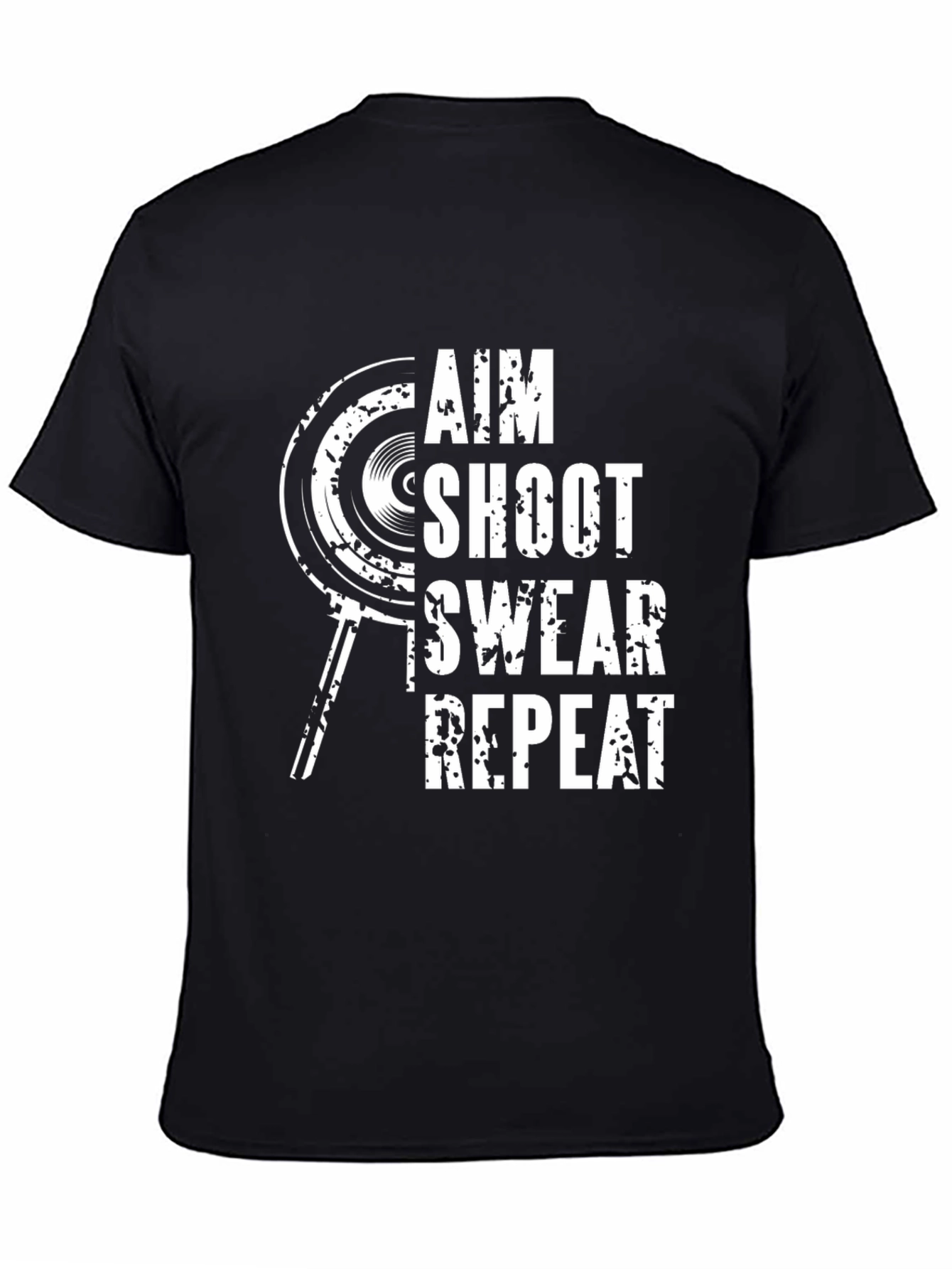 Aim Shoot Swear Repeat Black Graphic Tee